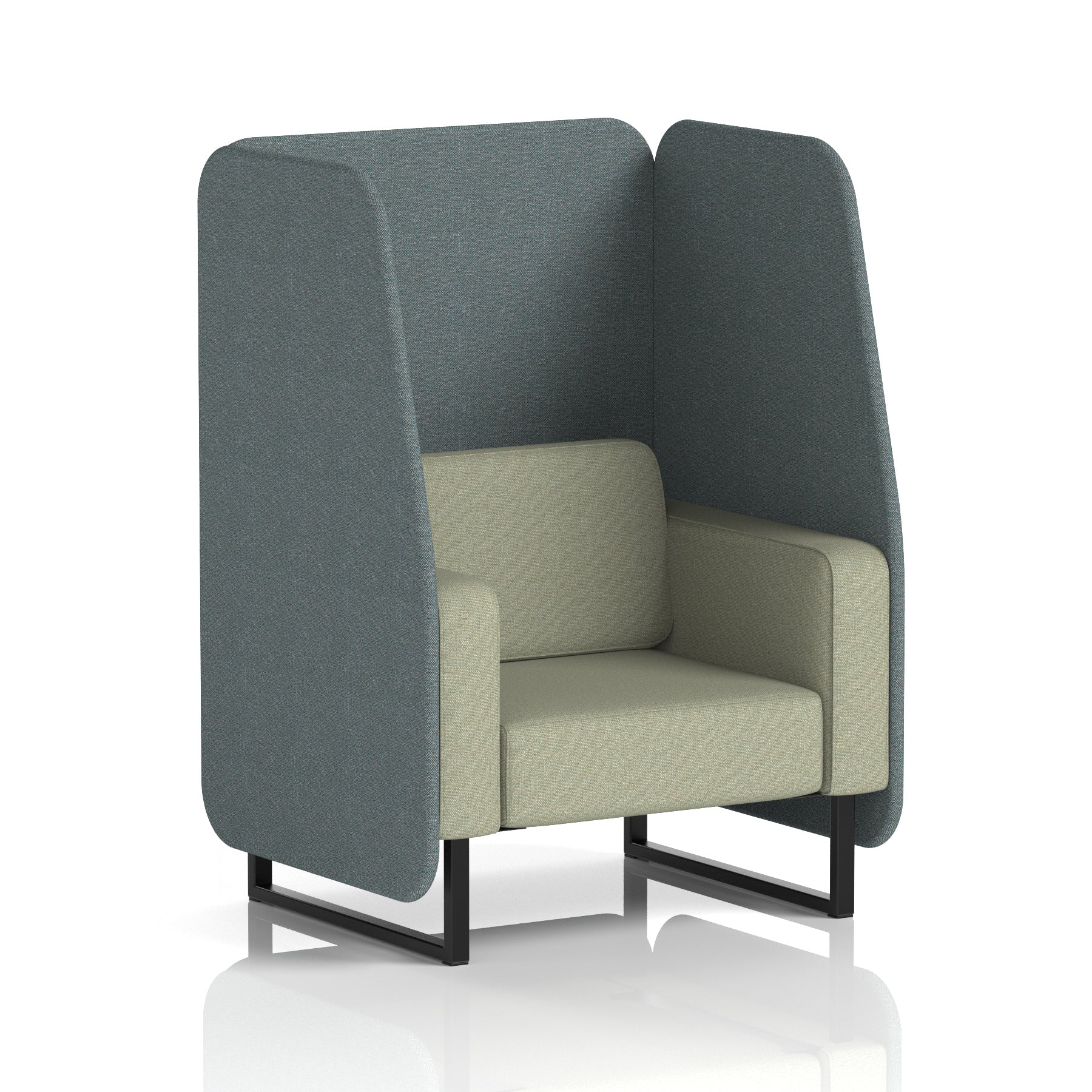 Brixworth Open Office Booth Pod, 1–3 Seater, Multiple Two-Tone Colour Options, Black or White Frame, Plywood & Fabric, Self-Assembly, 10yr Frame/5yr Fabric Warranty