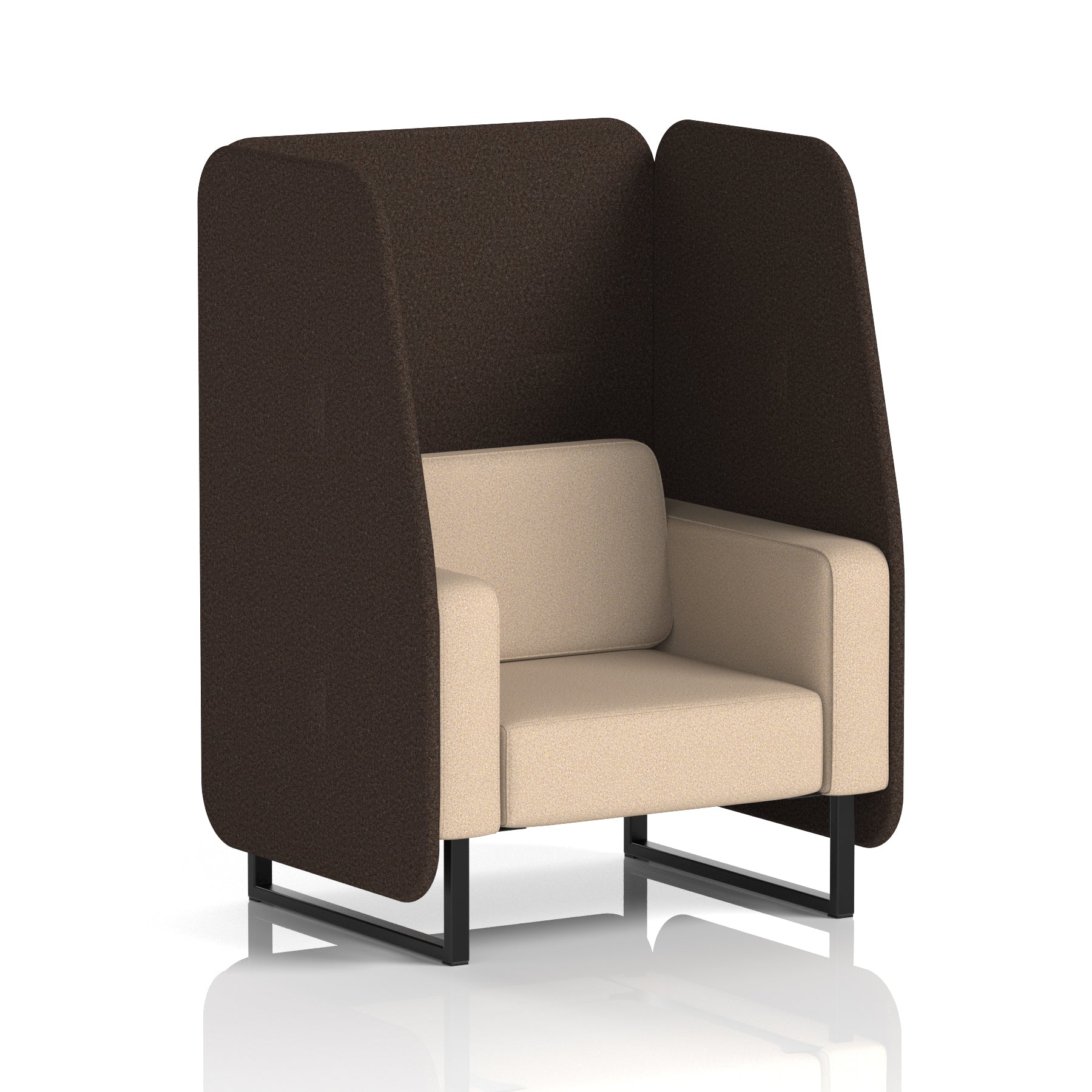 Brixworth Open Office Booth Pod, 1–3 Seater, Multiple Two-Tone Colour Options, Black or White Frame, Plywood & Fabric, Self-Assembly, 10yr Frame/5yr Fabric Warranty