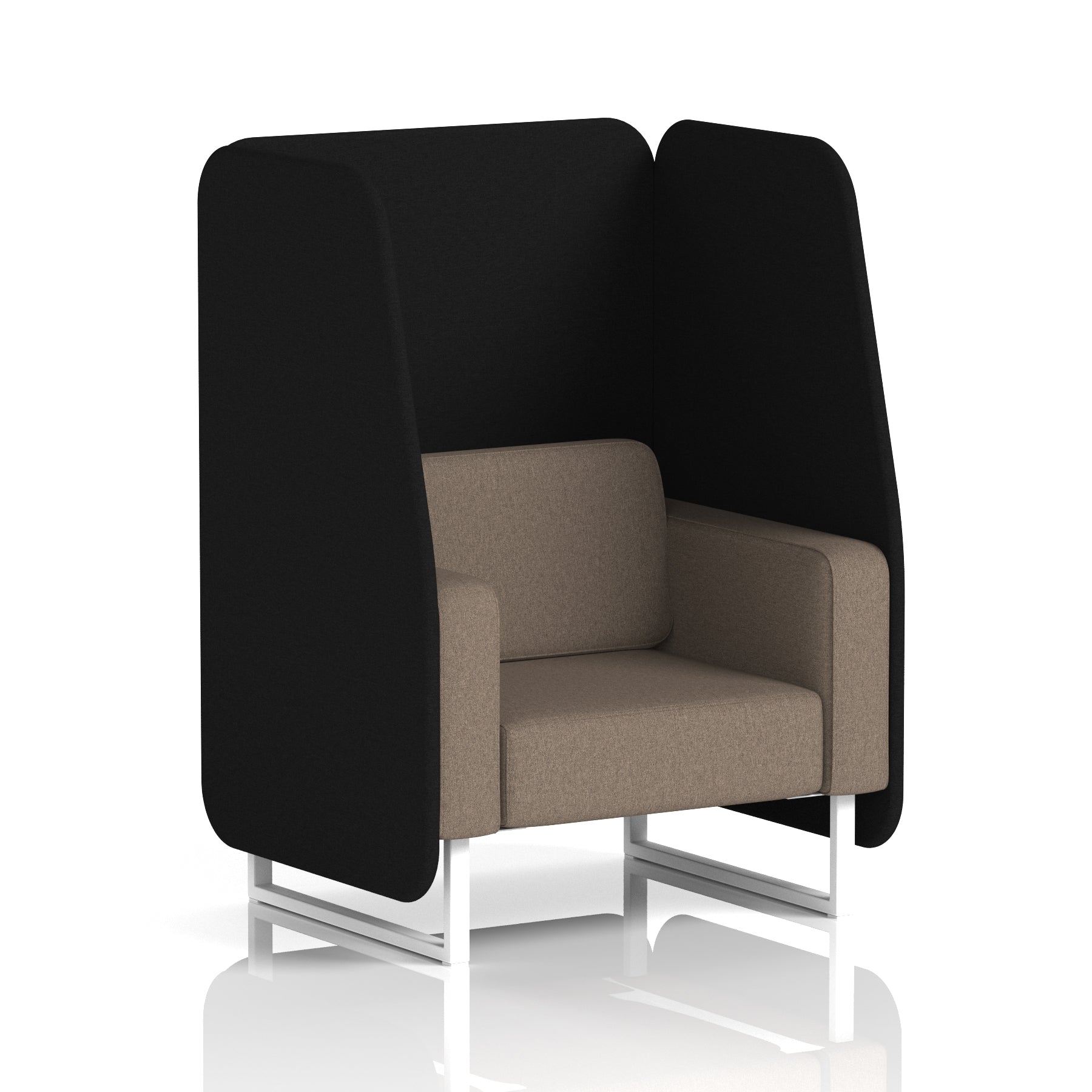 Brixworth Open Office Booth Pod, 1–3 Seater, Multiple Two-Tone Colour Options, Black or White Frame, Plywood & Fabric, Self-Assembly, 10yr Frame/5yr Fabric Warranty