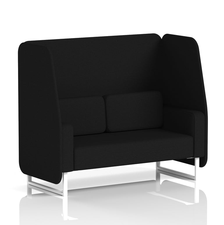 Brixworth Open Booth Single Tone – 1/2/3 Seater, Multiple Panel & Sofa Colours, Black or White Frame, Self-Assembly, Plywood & Fabric, 10yr Frame Warranty – Office Seating Pod