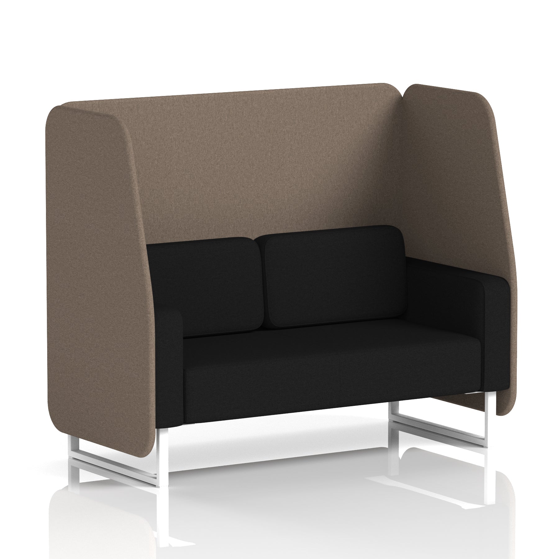 Brixworth Open Office Booth Pod, 1–3 Seater, Multiple Two-Tone Colour Options, Black or White Frame, Plywood & Fabric, Self-Assembly, 10yr Frame/5yr Fabric Warranty
