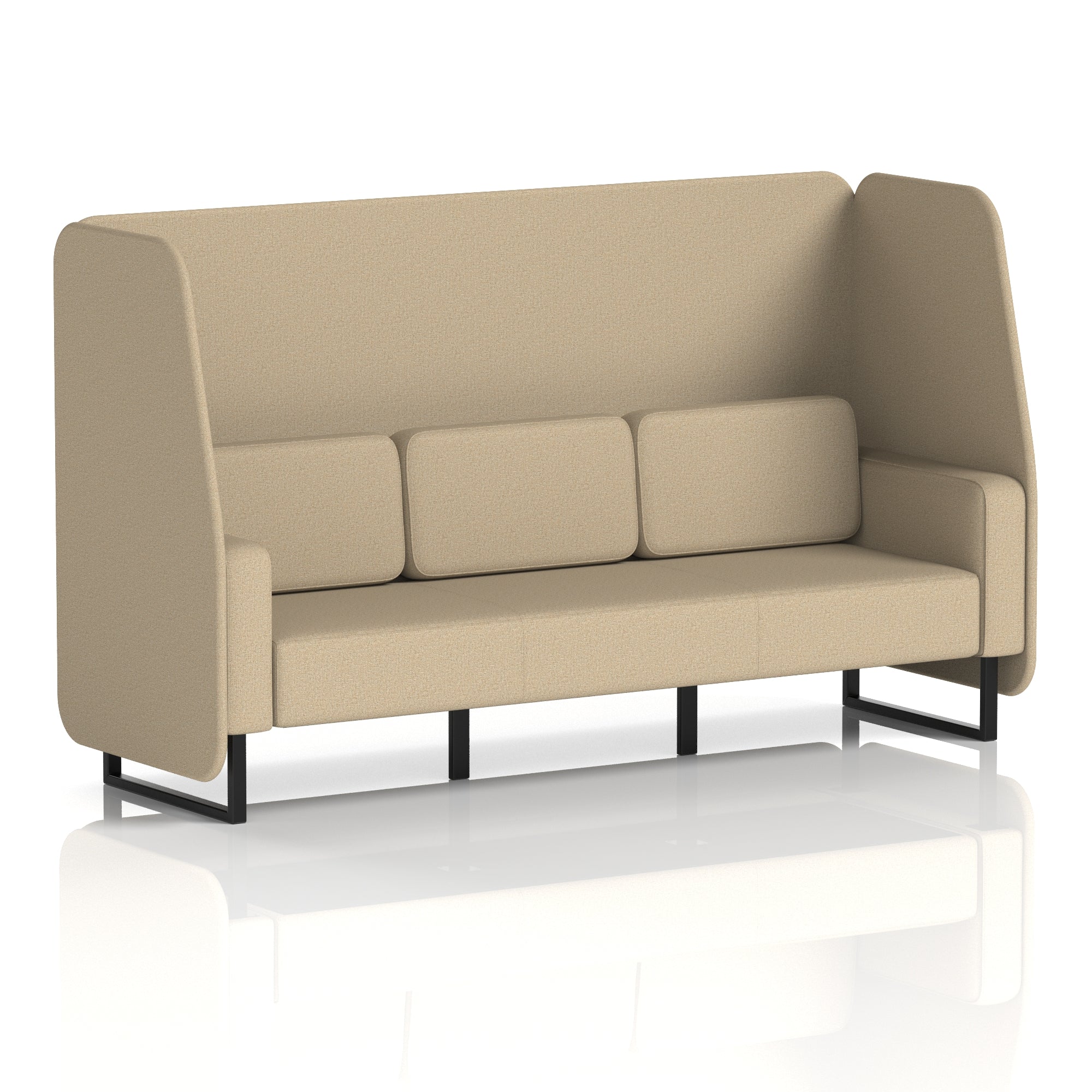 Brixworth Open Booth Single Tone – 1/2/3 Seater, Multiple Panel & Sofa Colours, Black or White Frame, Self-Assembly, Plywood & Fabric, 10yr Frame Warranty – Office Seating Pod