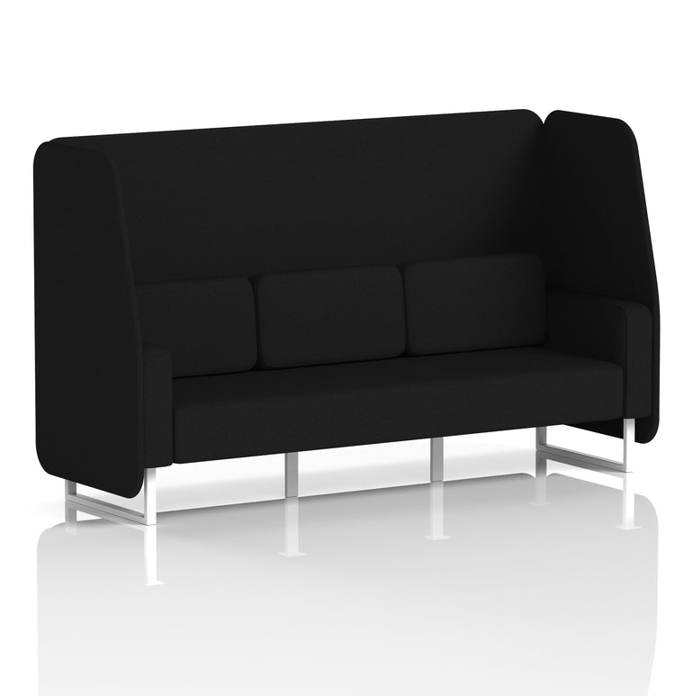 Brixworth Open Booth Single Tone – 1/2/3 Seater, Multiple Panel & Sofa Colours, Black or White Frame, Self-Assembly, Plywood & Fabric, 10yr Frame Warranty – Office Seating Pod