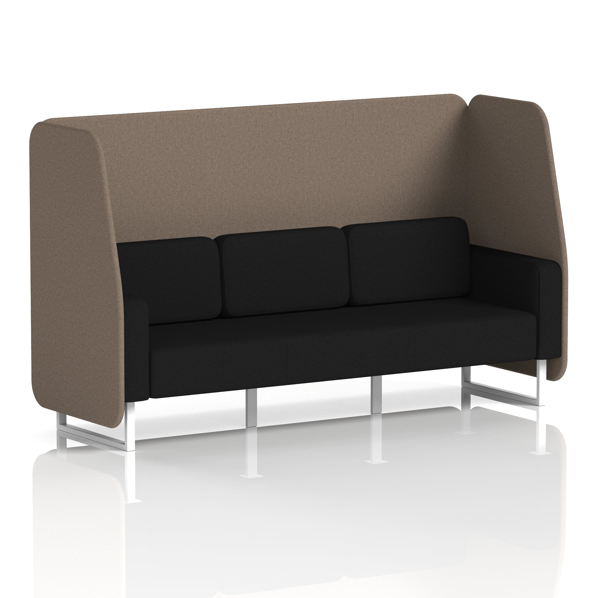 Brixworth Open Office Booth Pod, 1–3 Seater, Multiple Two-Tone Colour Options, Black or White Frame, Plywood & Fabric, Self-Assembly, 10yr Frame/5yr Fabric Warranty