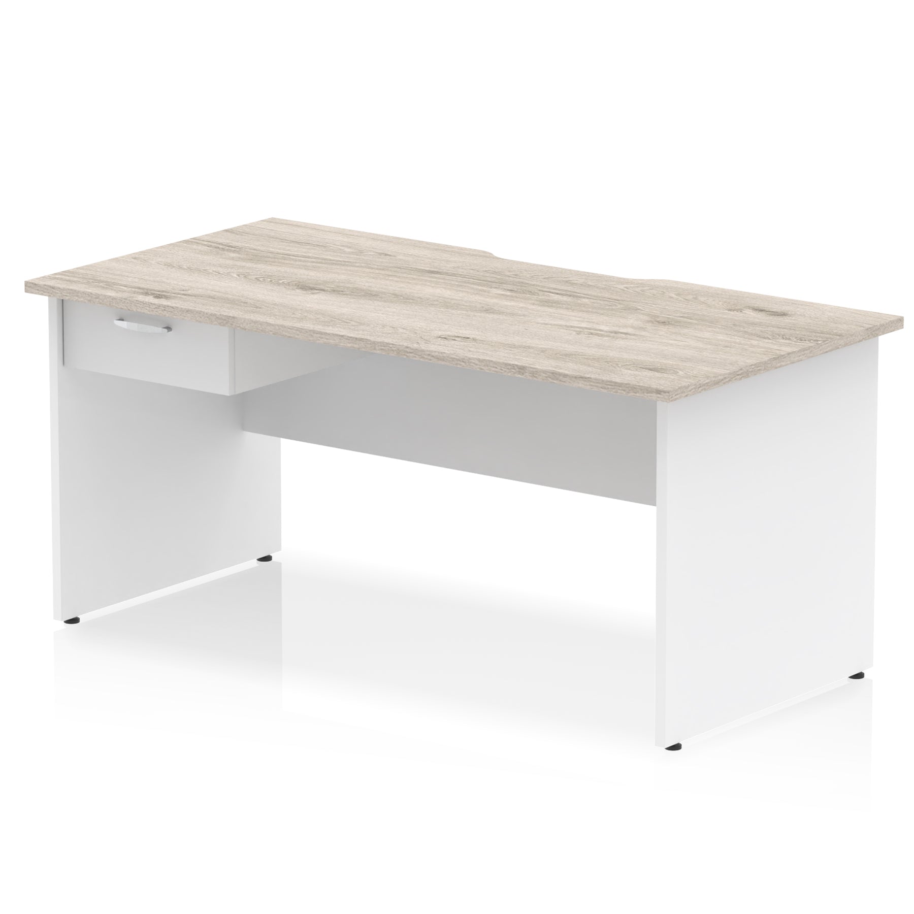 Impulse Scalloped Edge Panel End Straight Office Desk with Single Fixed Drawer Pedestal, 1200–1600mm Width, Choice of Finishes, MFC, Self-Assembly, 10 Year Warranty