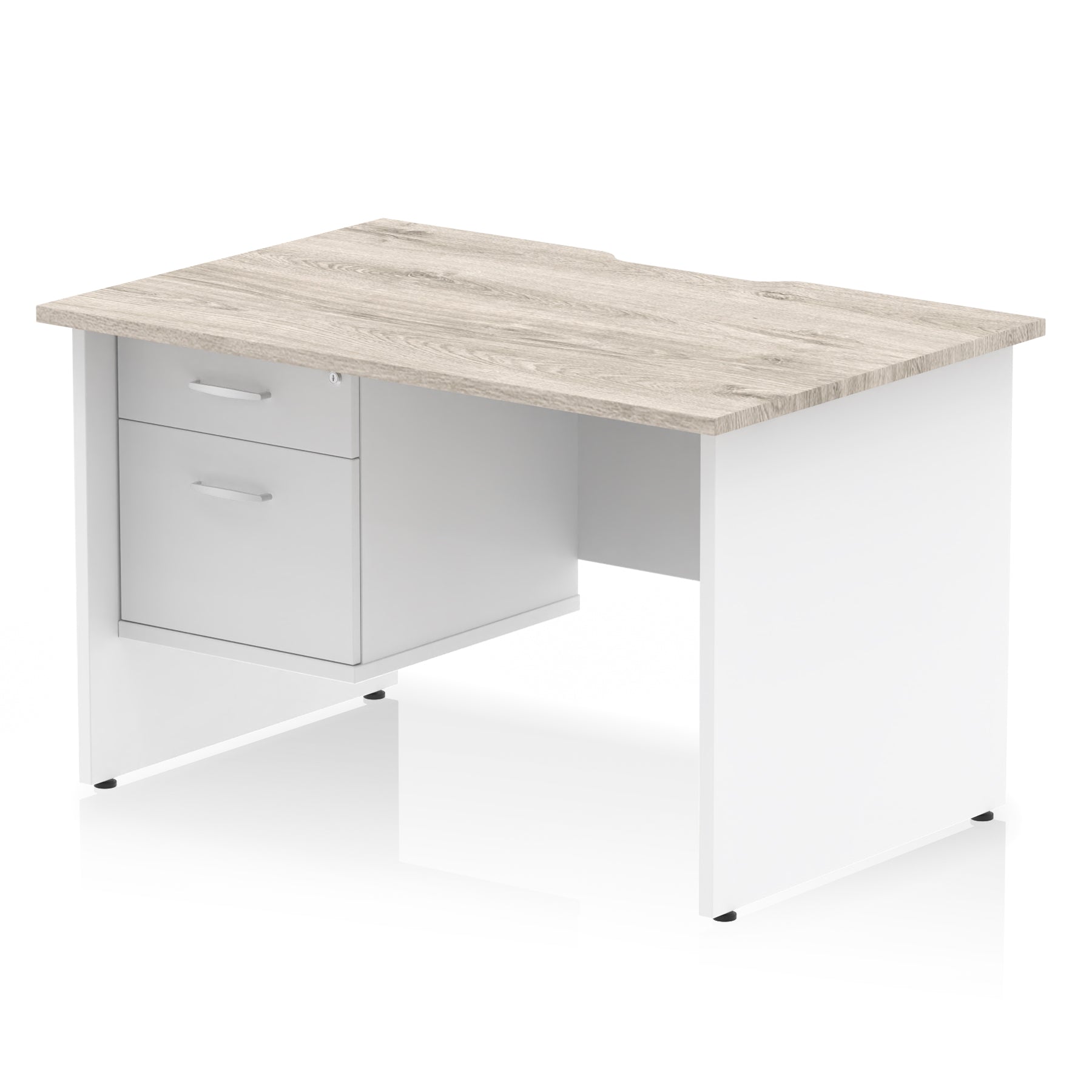 Impulse 1200mm Scalloped Edge Office Desk with Fixed 2 or 3 Drawer Pedestal – Multiple Finishes & Leg Colours – MFC – Self-Assembly – 10 Year Warranty