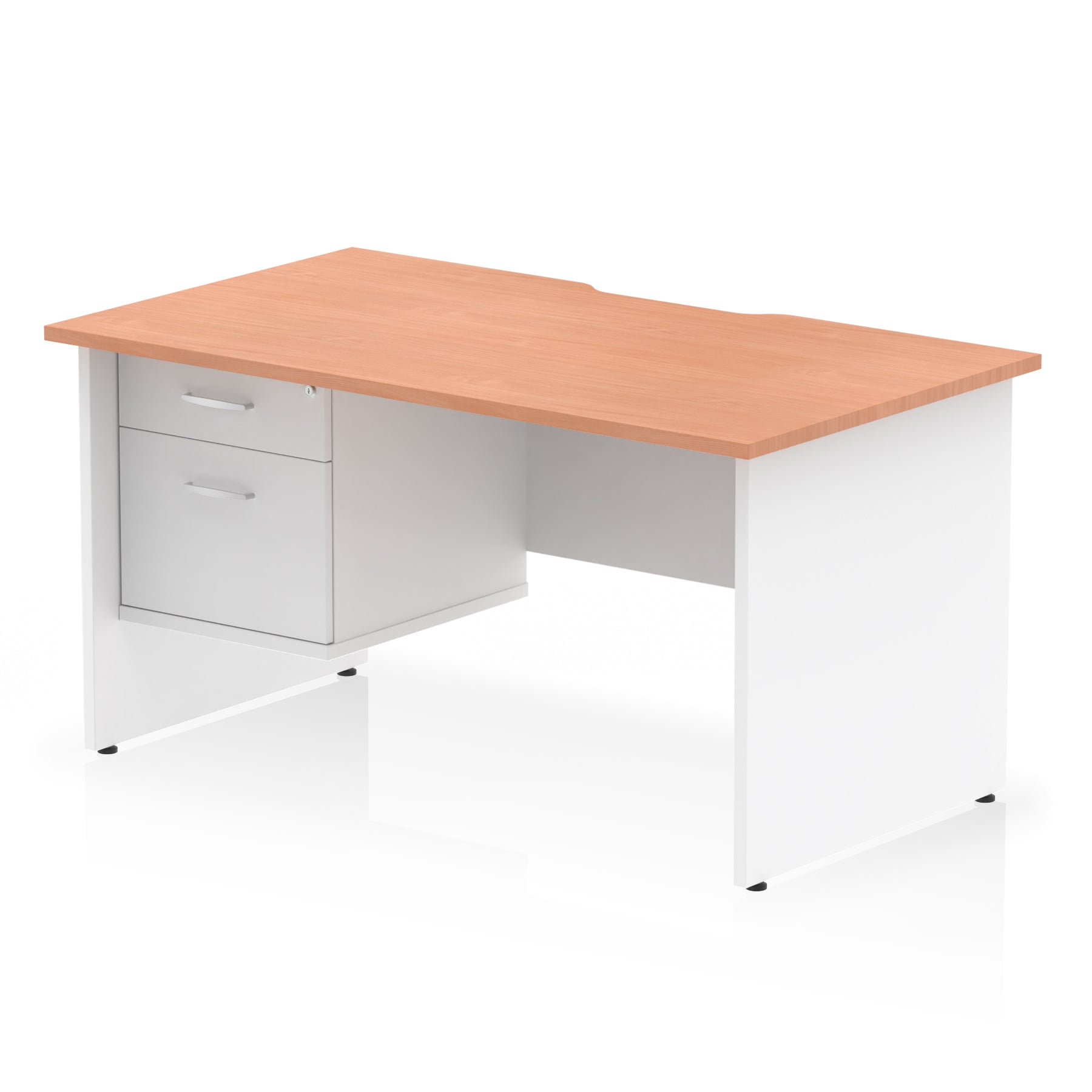 Impulse Scalloped Edge 1400mm Straight Office Desk with Single 2 or 3 Drawer Pedestal, Multiple Finishes & Leg Colours, MFC, Self-Assembly, 10 Year Warranty