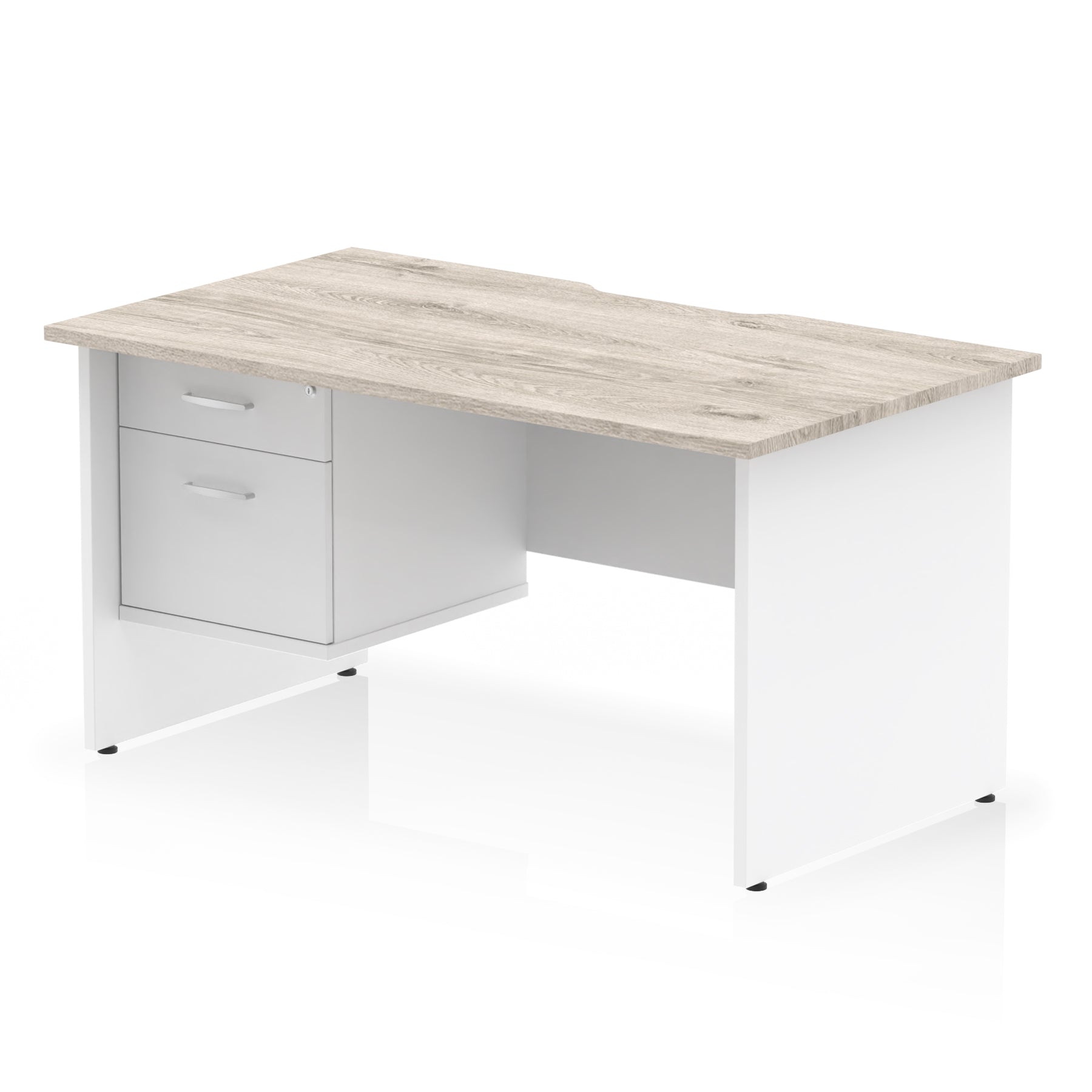 Impulse Scalloped Edge 1400mm Straight Office Desk with Single 2 or 3 Drawer Pedestal, Multiple Finishes & Leg Colours, MFC, Self-Assembly, 10 Year Warranty