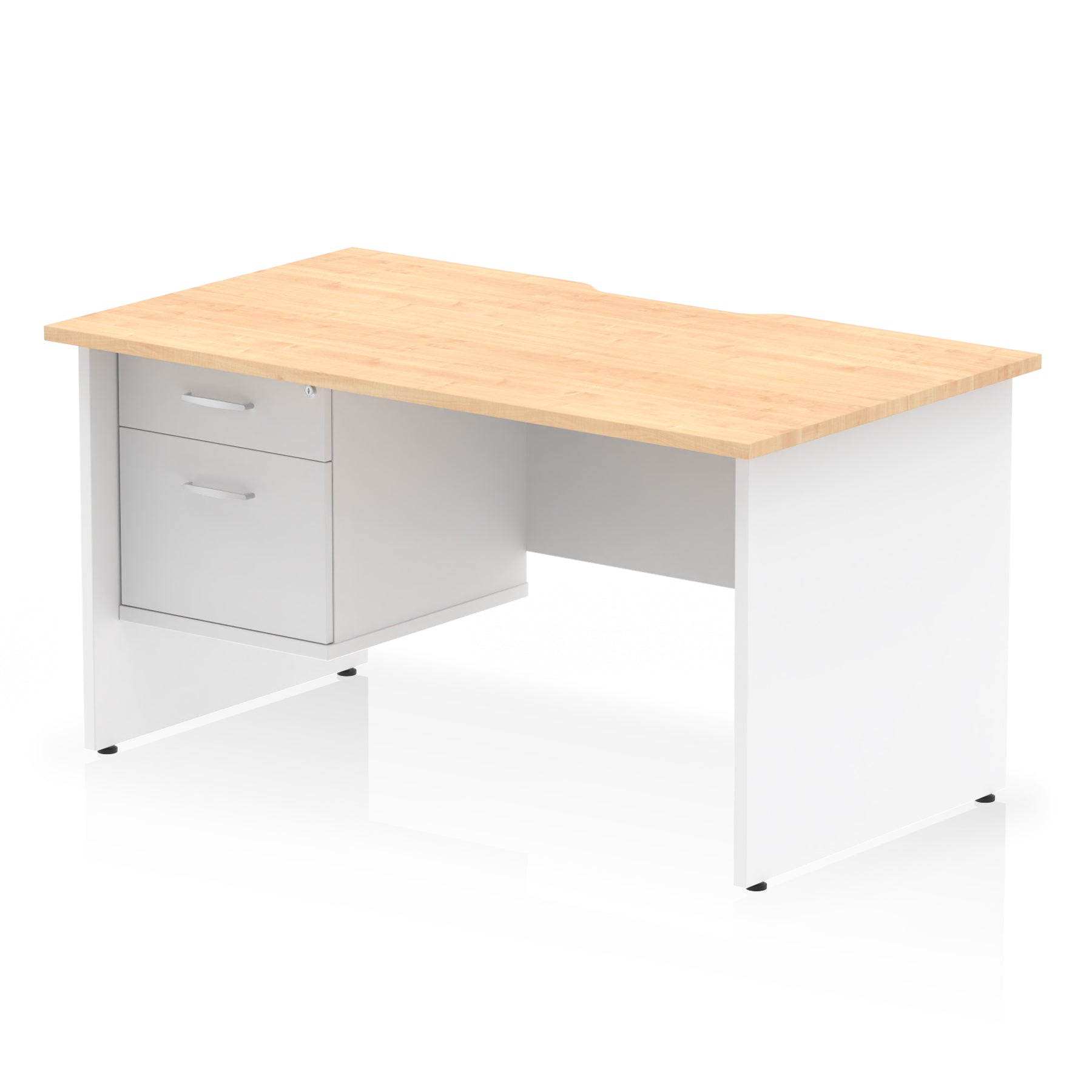 Impulse Scalloped Edge 1400mm Straight Office Desk with Single 2 or 3 Drawer Pedestal, Multiple Finishes & Leg Colours, MFC, Self-Assembly, 10 Year Warranty