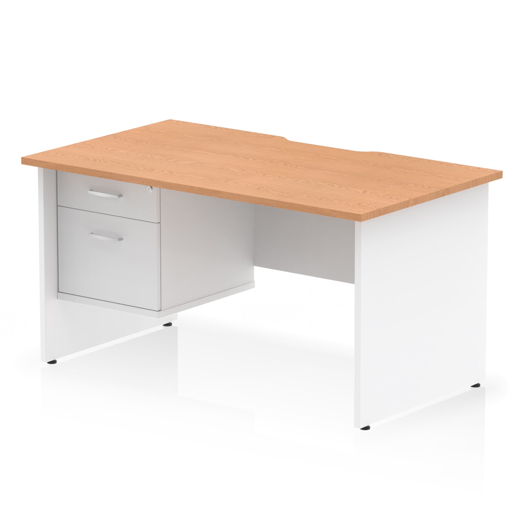 Impulse Scalloped Edge 1400mm Straight Office Desk with Single 2 or 3 Drawer Pedestal, Multiple Finishes & Leg Colours, MFC, Self-Assembly, 10 Year Warranty