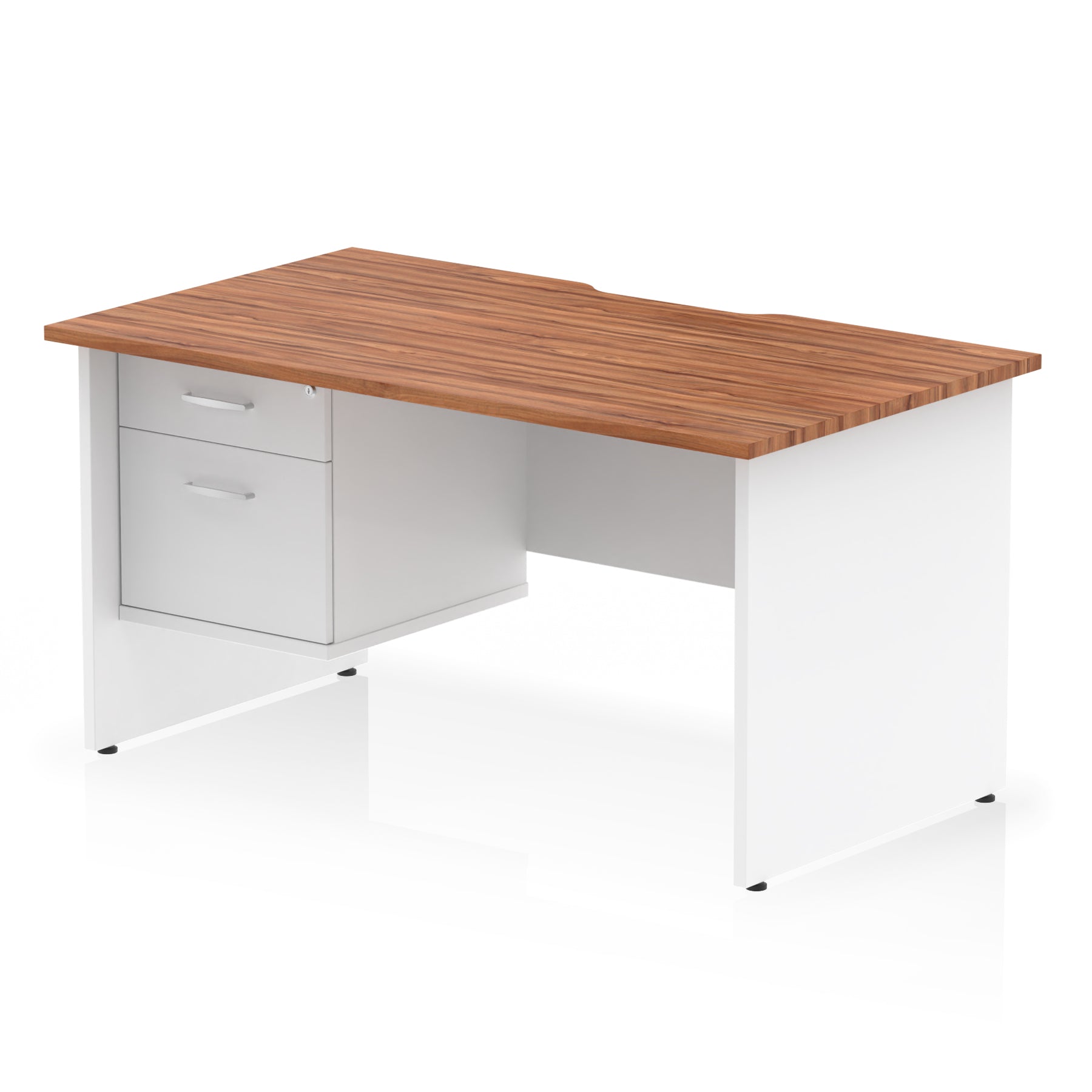 Impulse Scalloped Edge 1400mm Straight Office Desk with Single 2 or 3 Drawer Pedestal, Multiple Finishes & Leg Colours, MFC, Self-Assembly, 10 Year Warranty