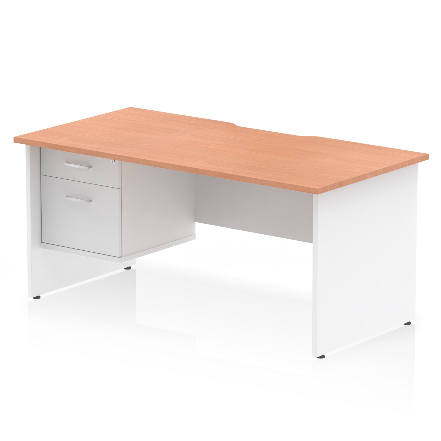 Impulse 1600mm Straight Office Desk with Scalloped Edge, Single Fixed Pedestal (2 or 3 Drawer), Multiple Colours, Durable MFC, 10 Year Warranty