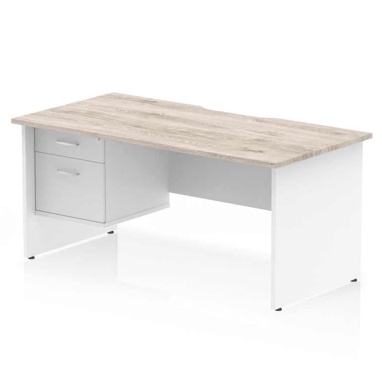Impulse 1600mm Straight Office Desk with Scalloped Edge, Single Fixed Pedestal (2 or 3 Drawer), Multiple Colours, Durable MFC, 10 Year Warranty