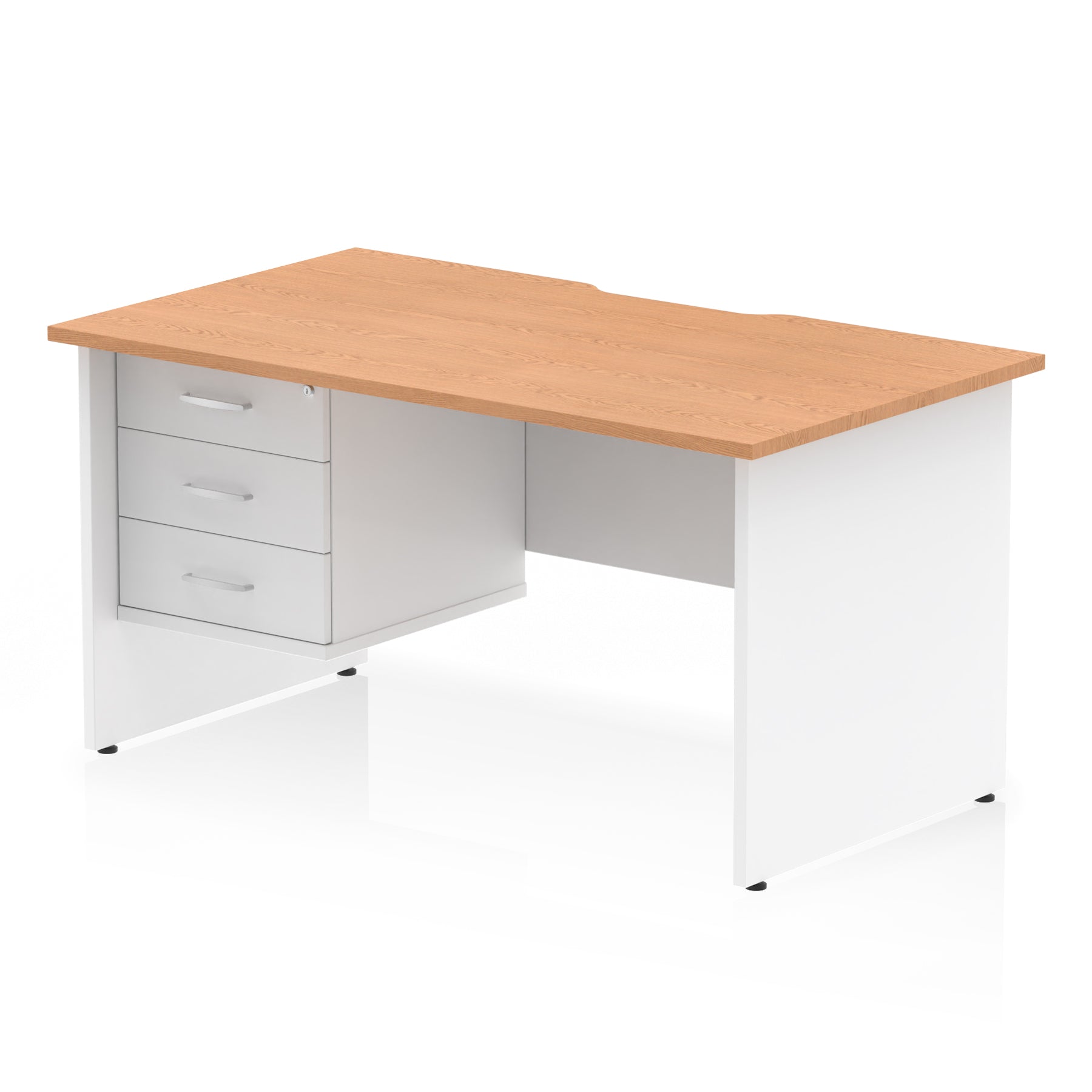 Impulse Scalloped Edge 1400mm Straight Office Desk with Single 2 or 3 Drawer Pedestal, Multiple Finishes & Leg Colours, MFC, Self-Assembly, 10 Year Warranty