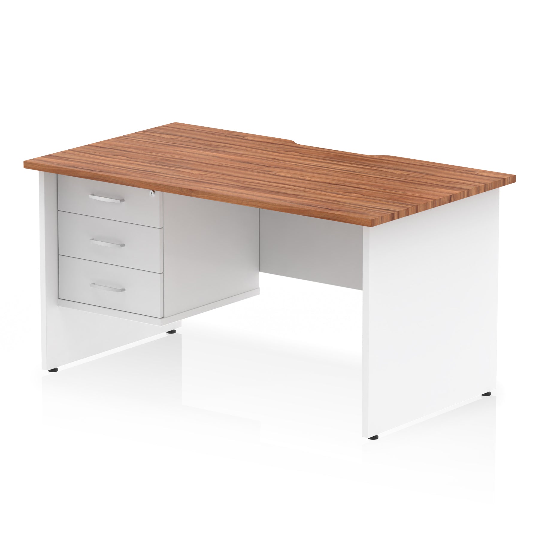 Impulse Scalloped Edge 1400mm Straight Office Desk with Single 2 or 3 Drawer Pedestal, Multiple Finishes & Leg Colours, MFC, Self-Assembly, 10 Year Warranty