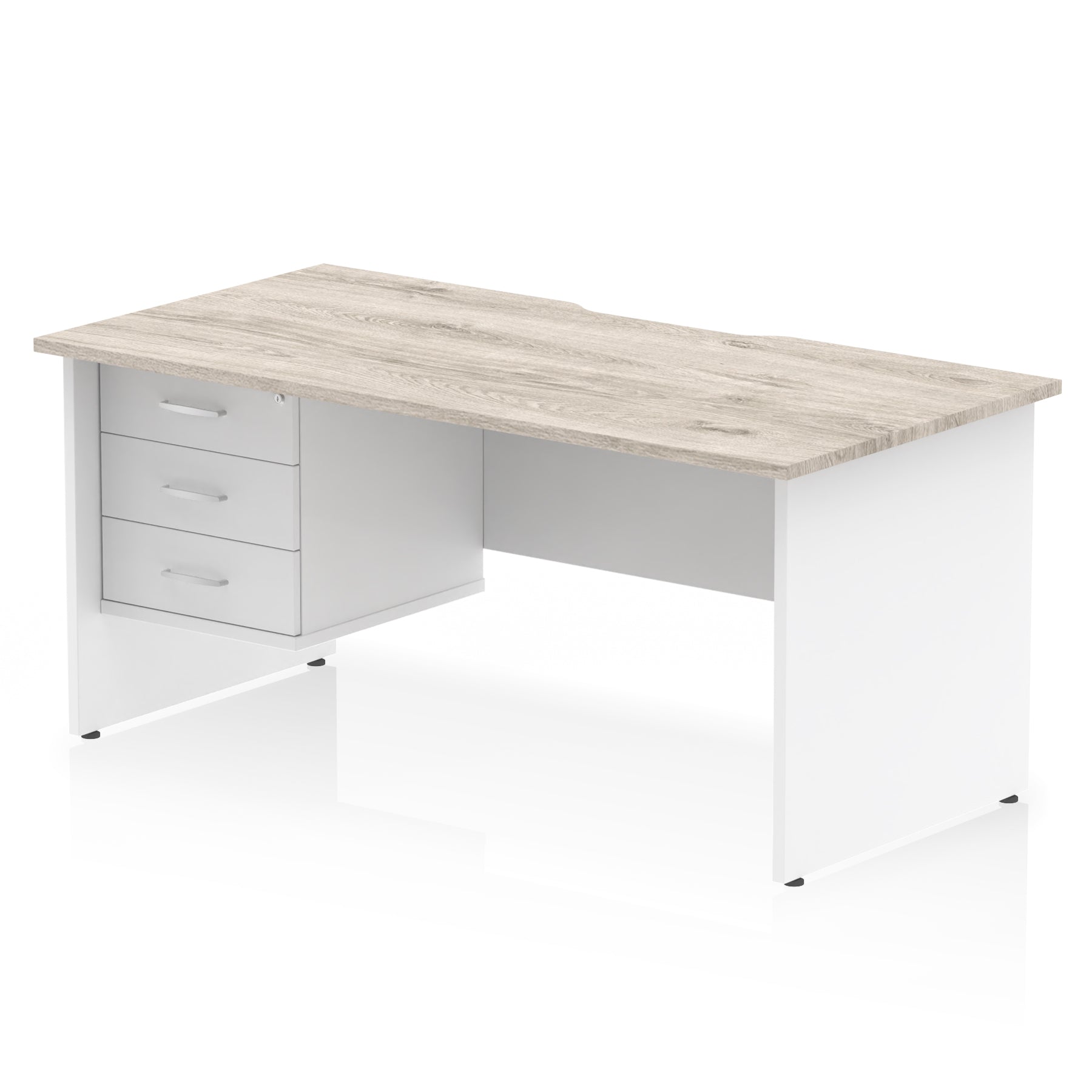 Impulse 1600mm Straight Office Desk with Scalloped Edge, Single Fixed Pedestal (2 or 3 Drawer), Multiple Colours, Durable MFC, 10 Year Warranty