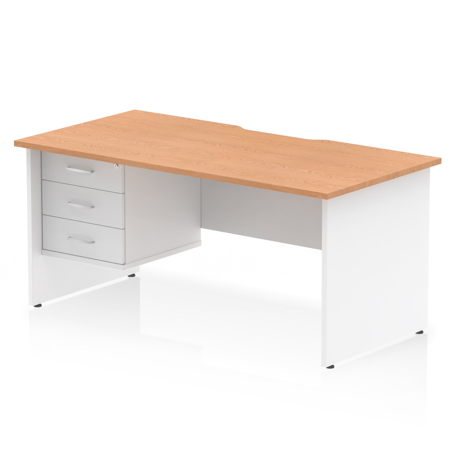 Impulse 1600mm Straight Office Desk with Scalloped Edge, Single Fixed Pedestal (2 or 3 Drawer), Multiple Colours, Durable MFC, 10 Year Warranty