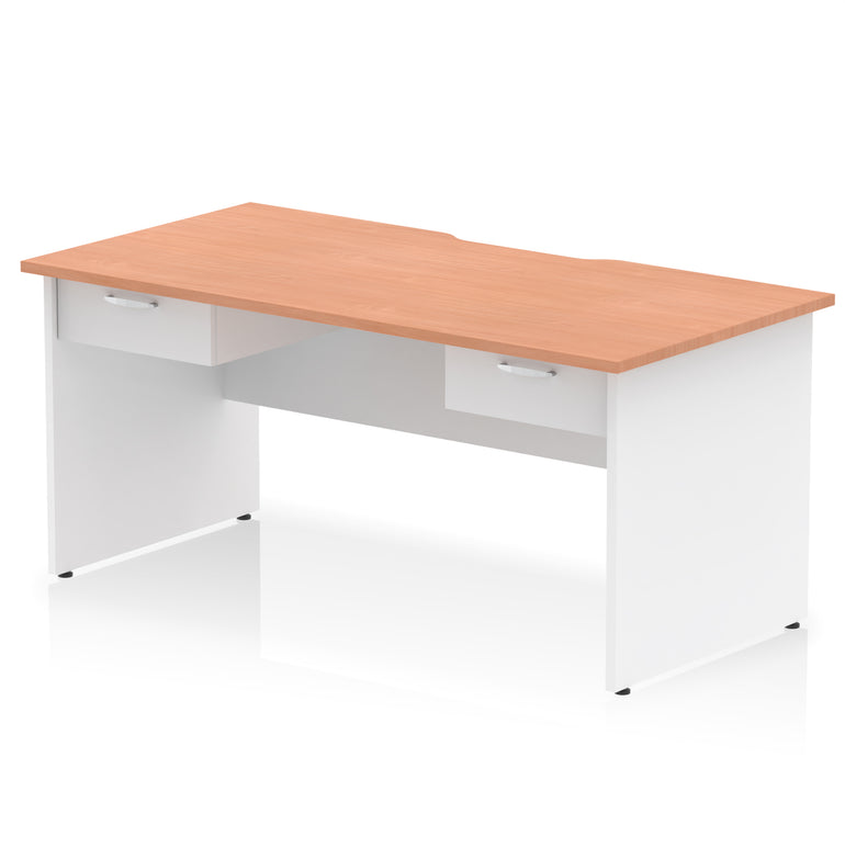 Impulse Scalloped Edge Panel End Desk, 1600mm, with 2 One-Drawer Pedestals, Multiple Colour Options, Durable MFC, 10 Year Warranty, Self-Assembly