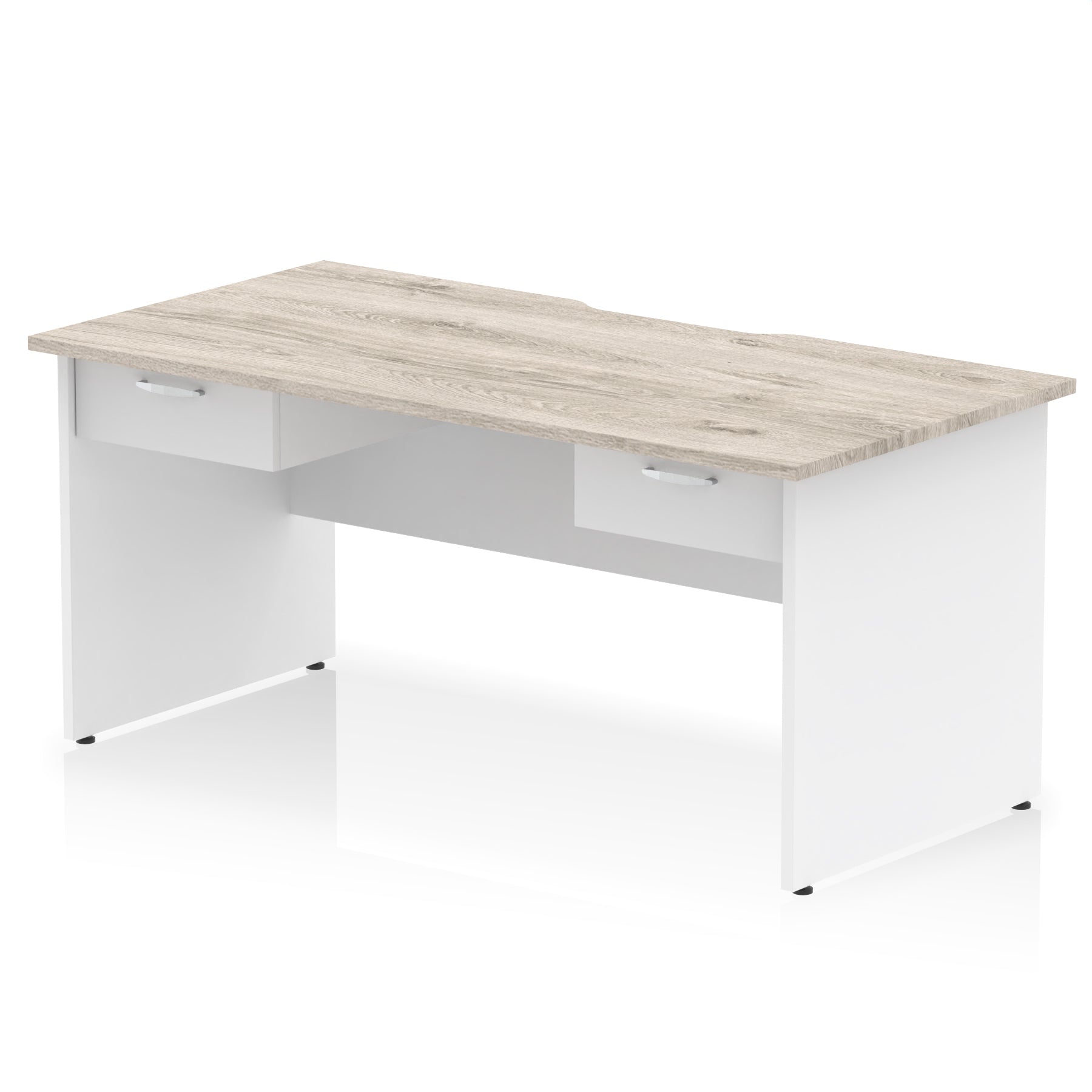 Impulse Scalloped Edge Panel End Desk, 1600mm, with 2 One-Drawer Pedestals, Multiple Colour Options, Durable MFC, 10 Year Warranty, Self-Assembly