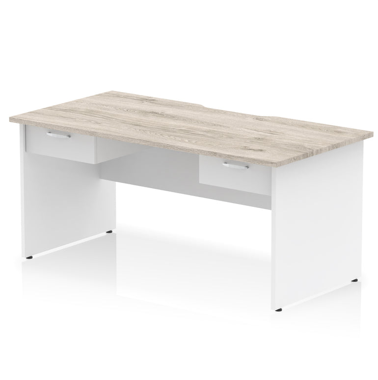 Impulse Scalloped Edge Panel End Desk, 1600mm, with 2 One-Drawer Pedestals, Multiple Colour Options, Durable MFC, 10 Year Warranty, Self-Assembly