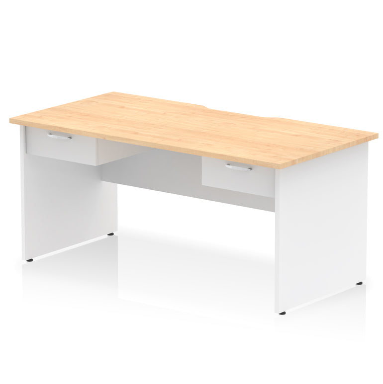 Impulse Scalloped Edge Panel End Desk, 1600mm, with 2 One-Drawer Pedestals, Multiple Colour Options, Durable MFC, 10 Year Warranty, Self-Assembly