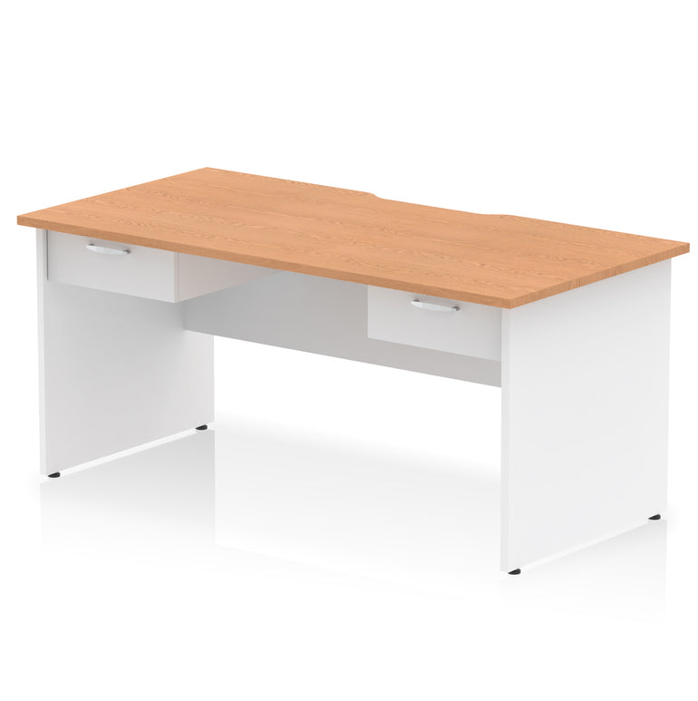 Impulse Scalloped Edge Panel End Desk, 1600mm, with 2 One-Drawer Pedestals, Multiple Colour Options, Durable MFC, 10 Year Warranty, Self-Assembly