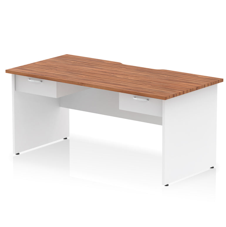 Impulse Scalloped Edge Panel End Desk, 1600mm, with 2 One-Drawer Pedestals, Multiple Colour Options, Durable MFC, 10 Year Warranty, Self-Assembly