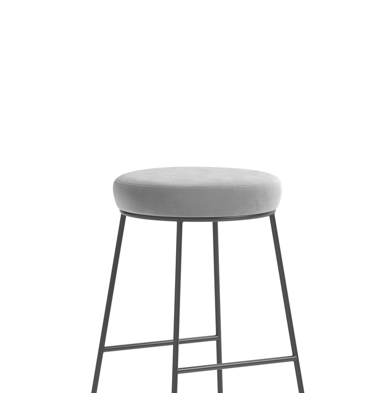 Turin Black Frame Fabric Seat Stool Chair