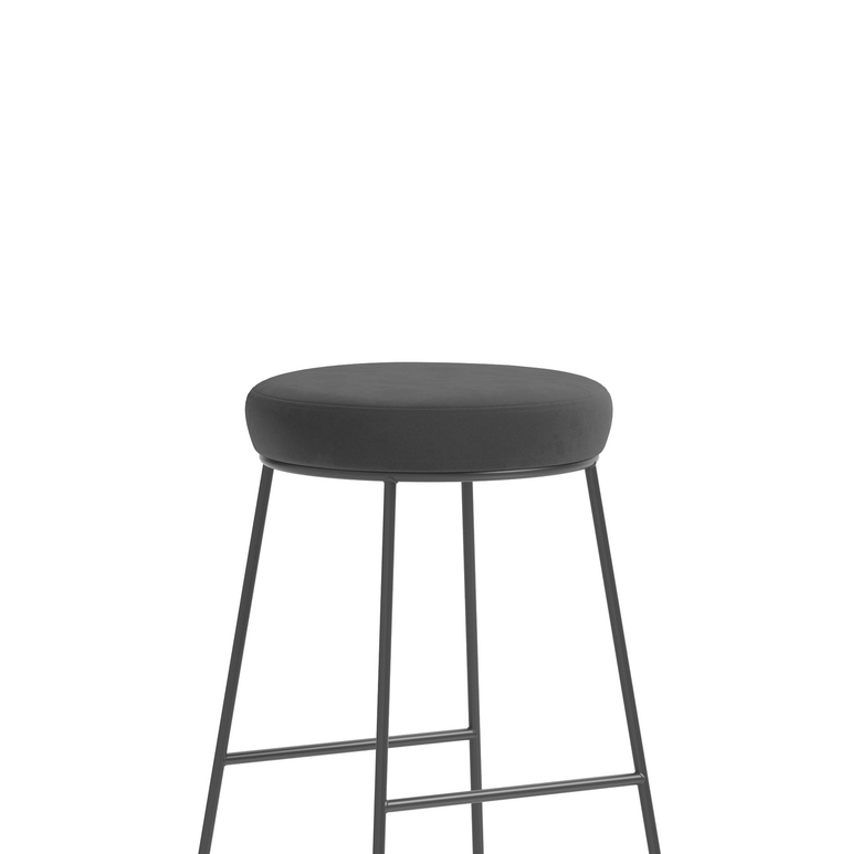 Turin Black Frame Fabric Seat Stool Chair