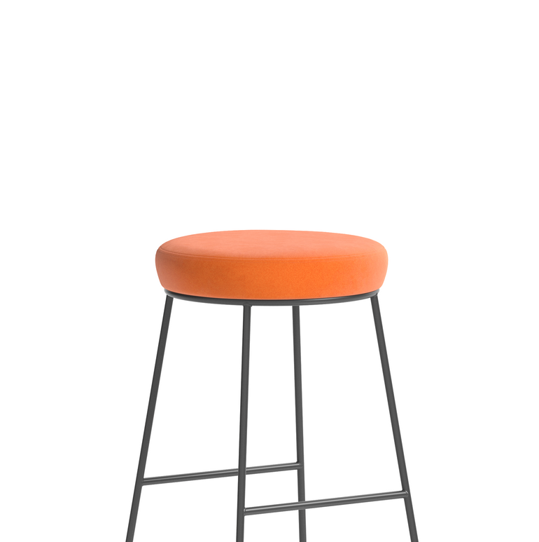 Turin Black Frame Fabric Seat Stool Chair