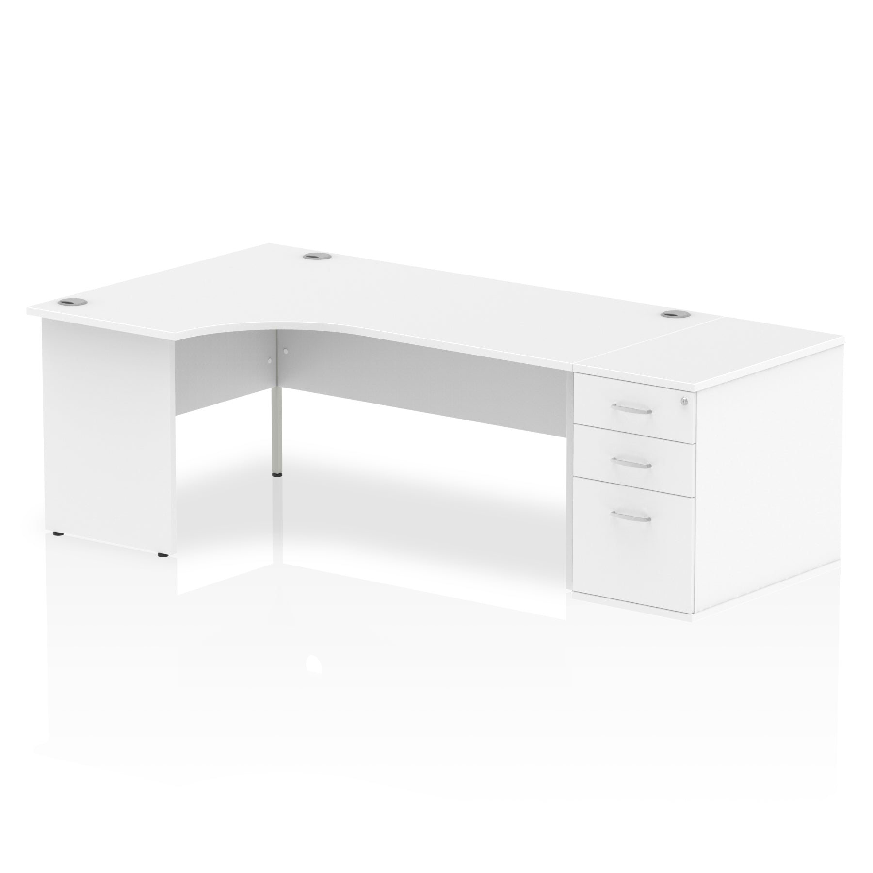 Impulse Panel End Crescent Desk Workstation - 1600/1800mm Width, MFC Material, 3 Lockable Drawers, 5-Year Guarantee, Self-Assembly