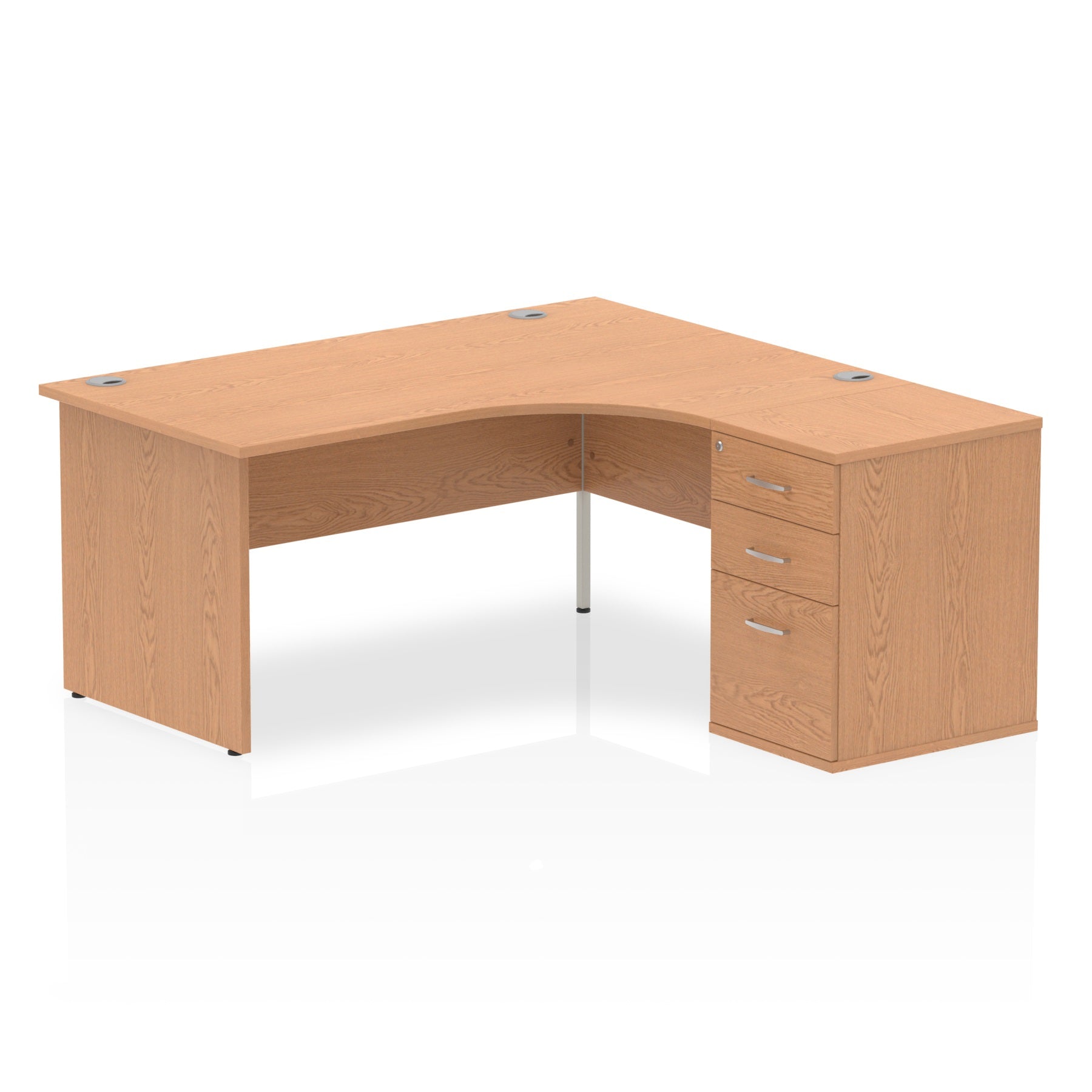 Impulse Panel End Crescent Desk Workstation - 1600/1800mm Width, MFC Material, 3 Lockable Drawers, 5-Year Guarantee, Self-Assembly