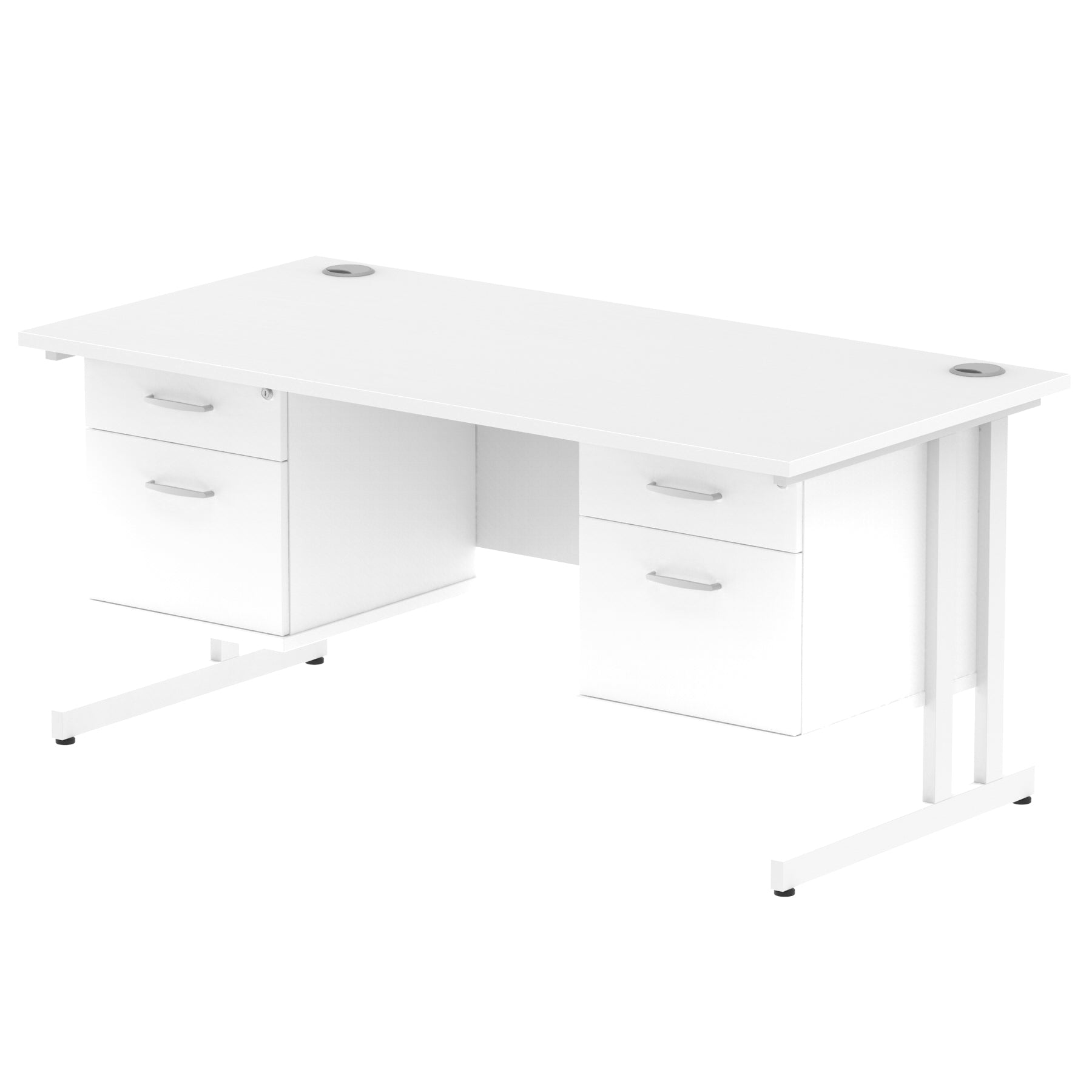 Impulse Cantilever Straight Desk - White Frame, Fixed Pedestal, MFC Material, 1200-1800mm Width, 2-3 Lockable Drawers, 5-Year Guarantee