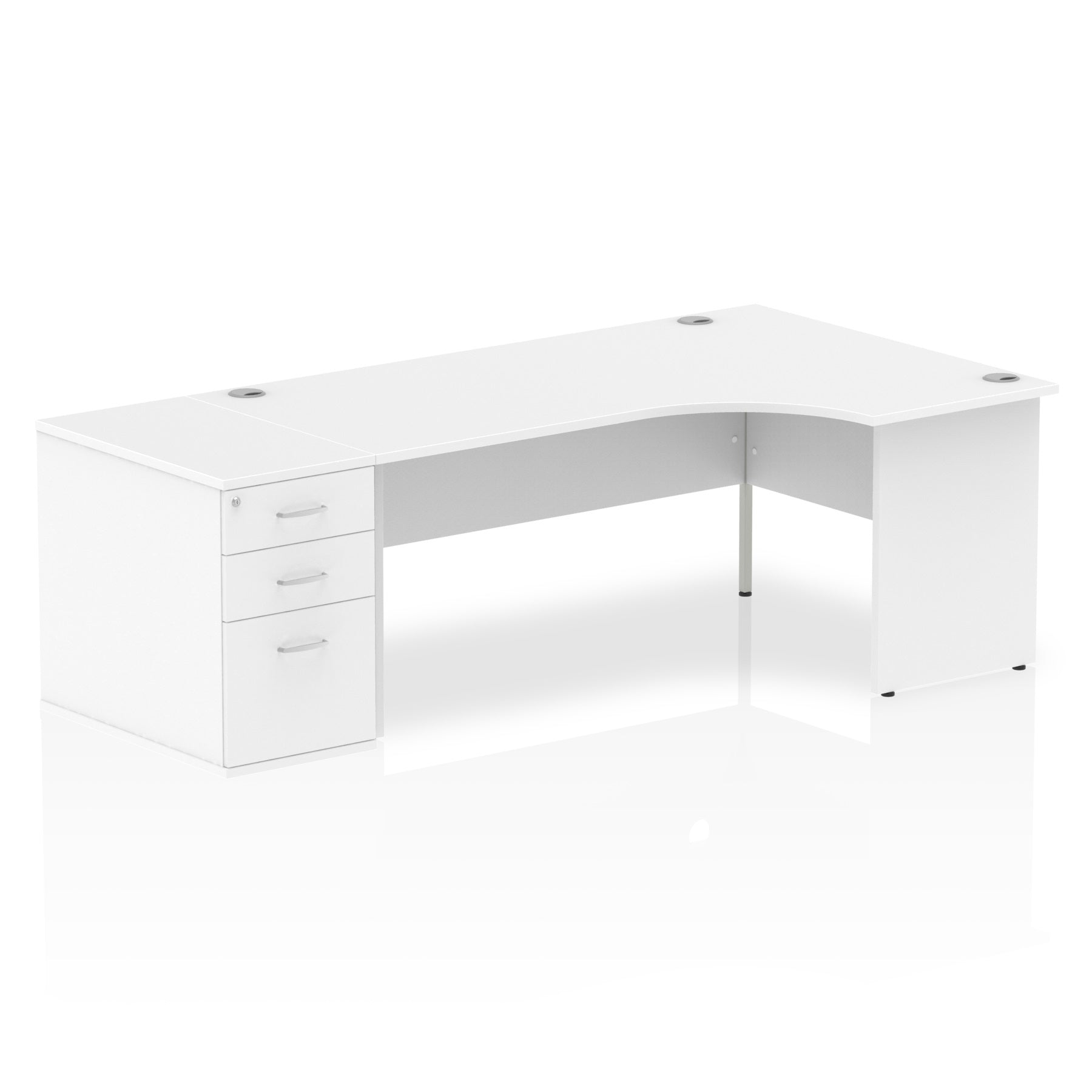 Impulse Panel End Crescent Desk Workstation - 1600/1800mm Width, MFC Material, 3 Lockable Drawers, 5-Year Guarantee, Self-Assembly