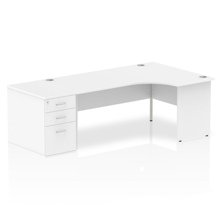 Impulse Panel End Crescent Desk Workstation - 1600/1800mm Width, MFC Material, 3 Lockable Drawers, 5-Year Guarantee, Self-Assembly