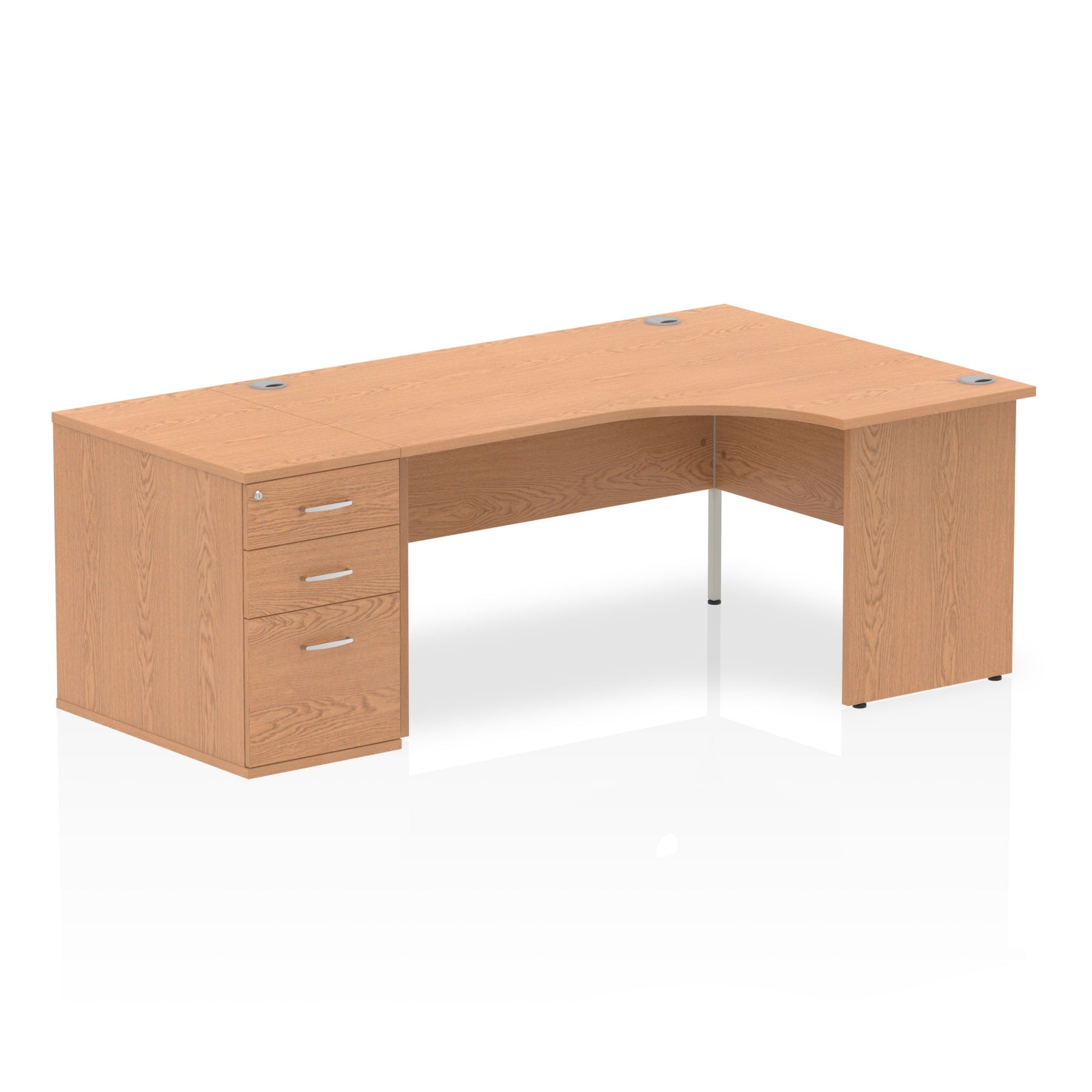 Impulse Panel End Crescent Desk Workstation - 1600/1800mm Width, MFC Material, 3 Lockable Drawers, 5-Year Guarantee, Self-Assembly