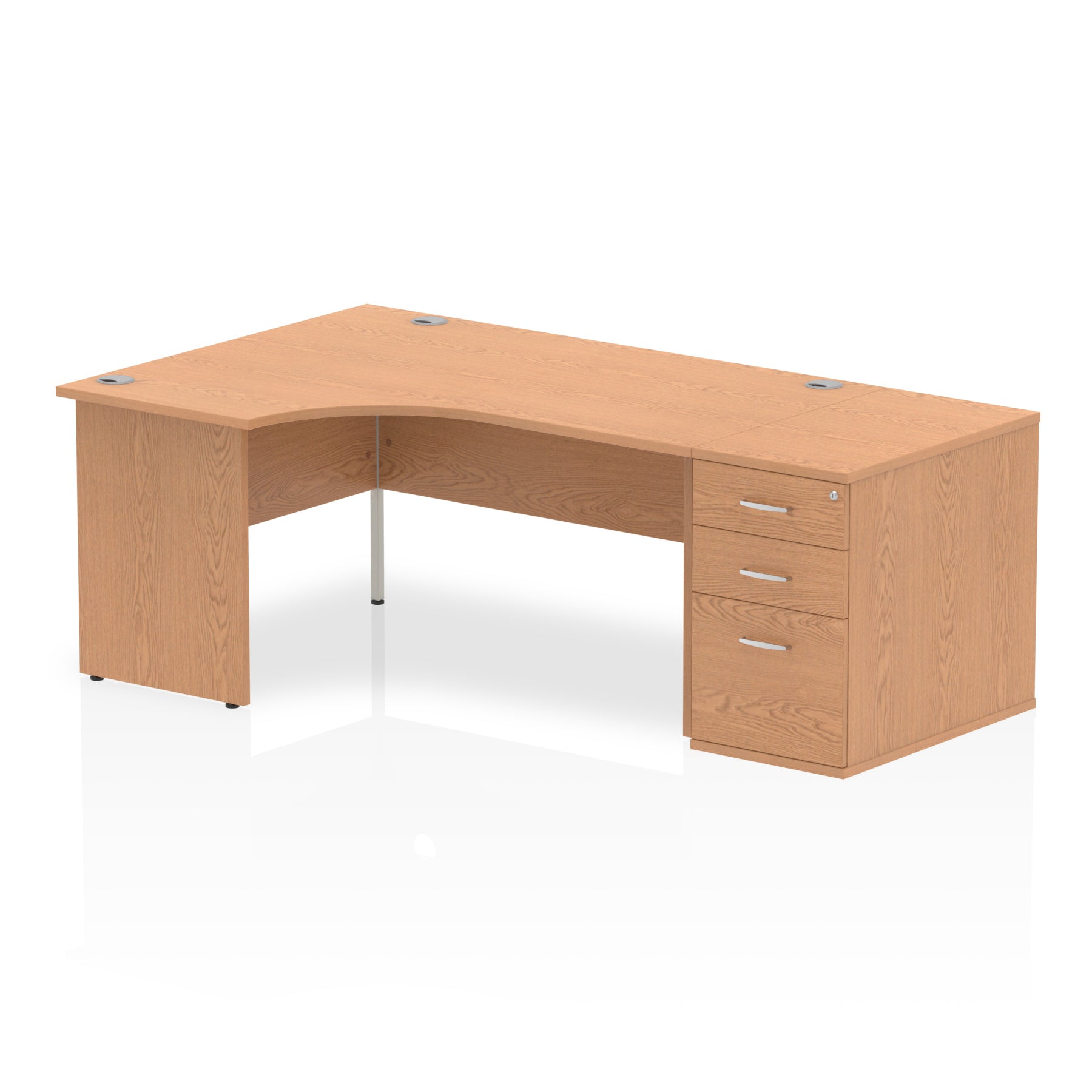 Impulse Panel End Crescent Desk Workstation - 1600/1800mm Width, MFC Material, 3 Lockable Drawers, 5-Year Guarantee, Self-Assembly