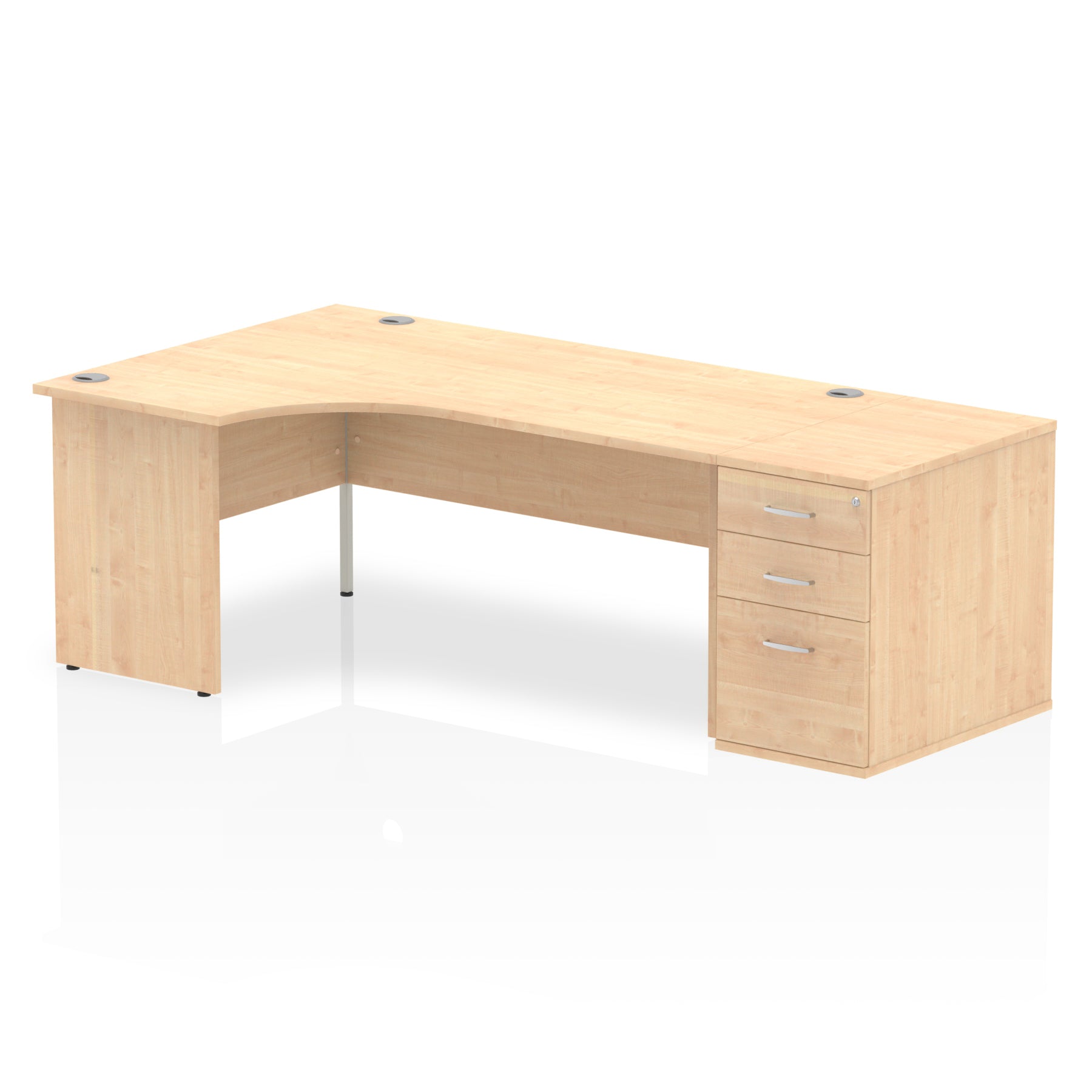 Impulse Panel End Crescent Desk Workstation - 1600/1800mm Width, MFC Material, 3 Lockable Drawers, 5-Year Guarantee, Self-Assembly