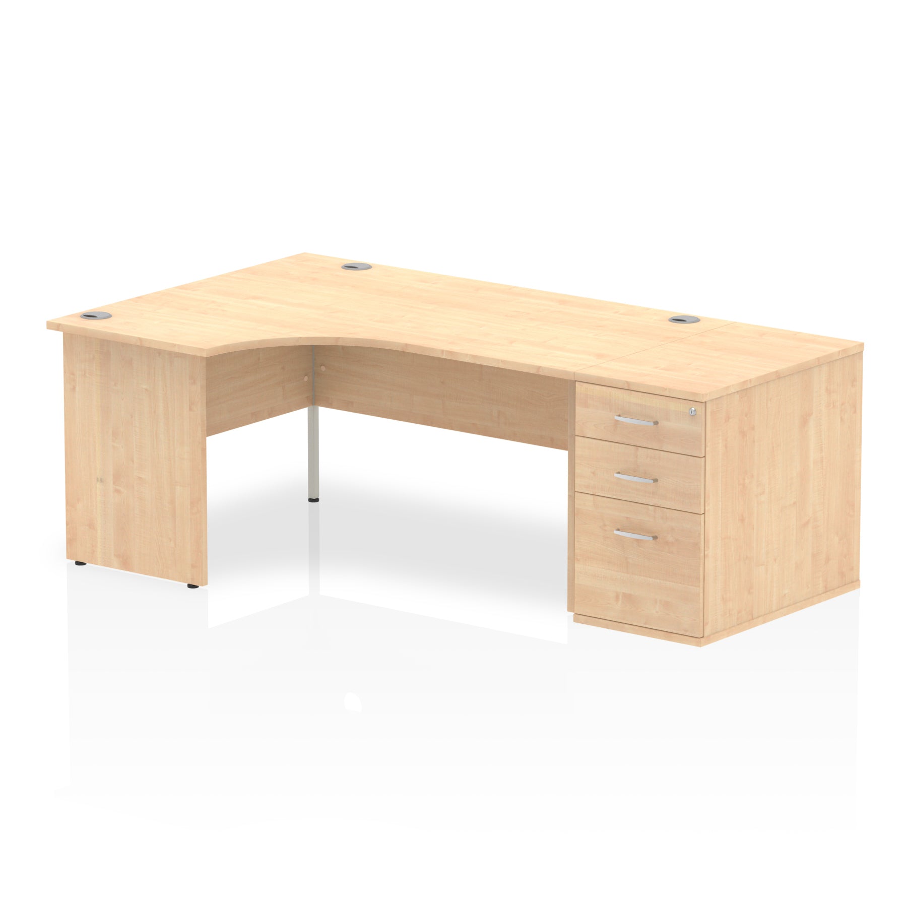 Impulse Panel End Crescent Desk Workstation - 1600/1800mm Width, MFC Material, 3 Lockable Drawers, 5-Year Guarantee, Self-Assembly