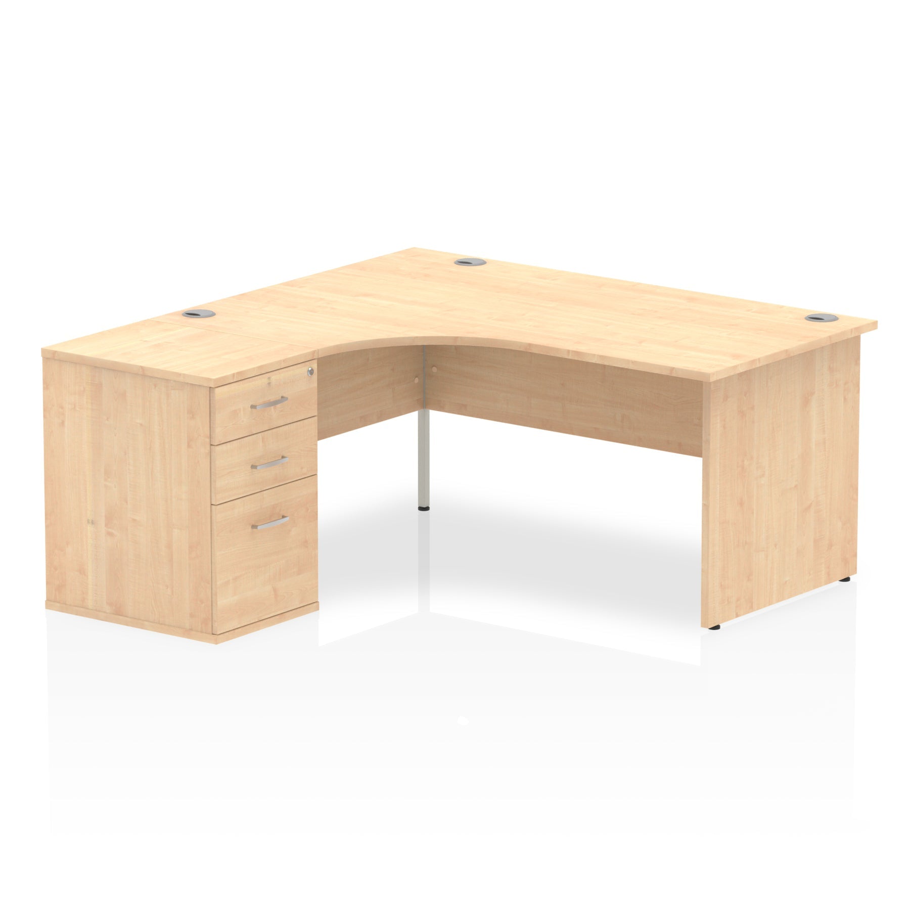 Impulse Panel End Crescent Desk Workstation - 1600/1800mm Width, MFC Material, 3 Lockable Drawers, 5-Year Guarantee, Self-Assembly