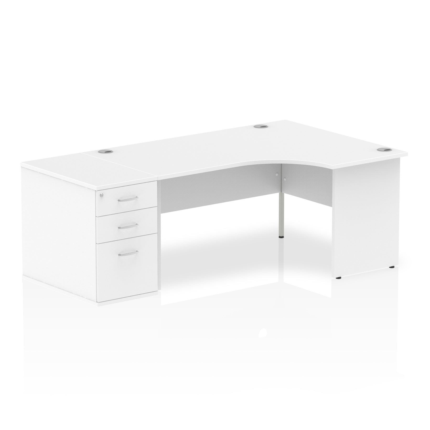 Impulse Panel End Crescent Desk Workstation - 1600/1800mm Width, MFC Material, 3 Lockable Drawers, 5-Year Guarantee, Self-Assembly