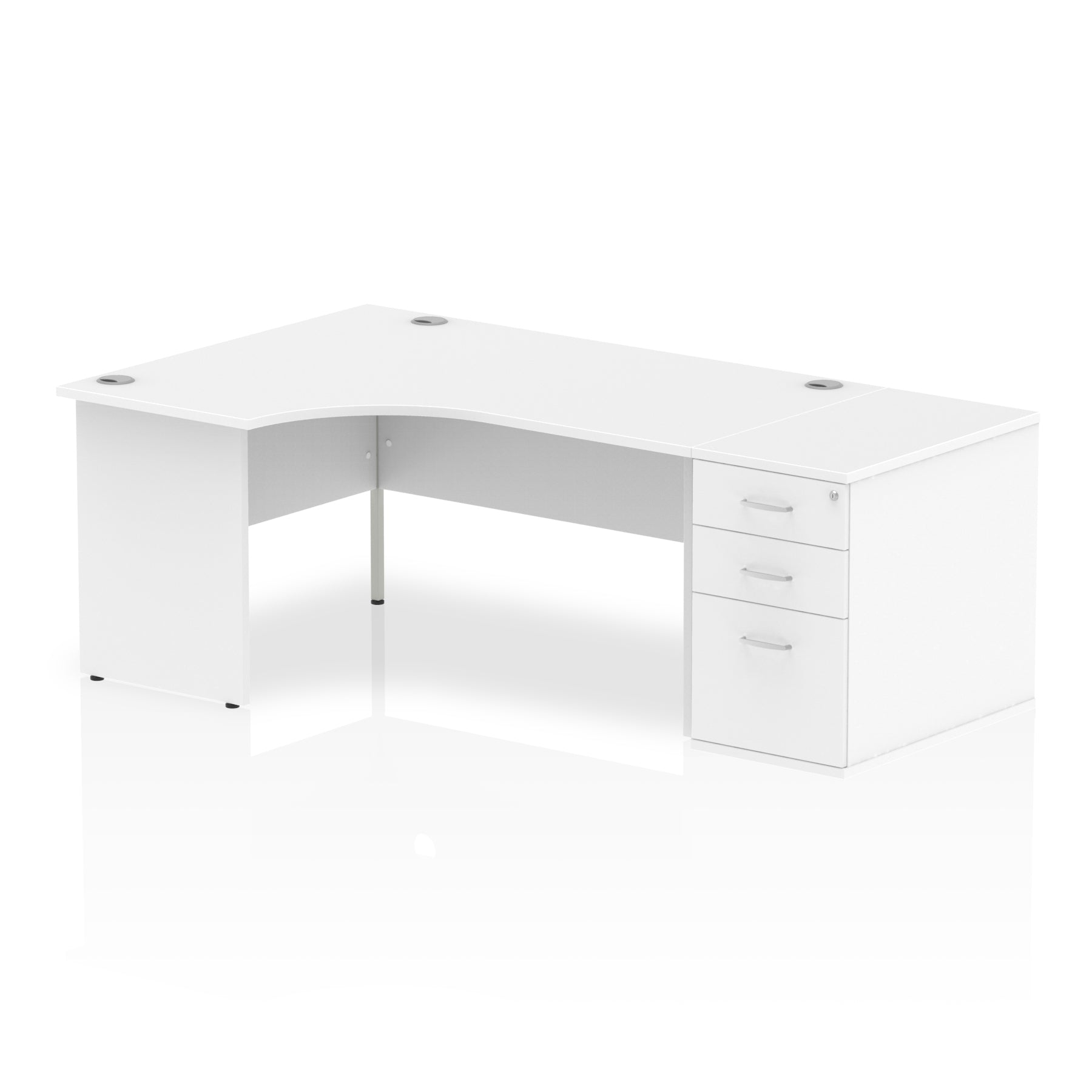 Impulse Panel End Crescent Desk Workstation - 1600/1800mm Width, MFC Material, 3 Lockable Drawers, 5-Year Guarantee, Self-Assembly