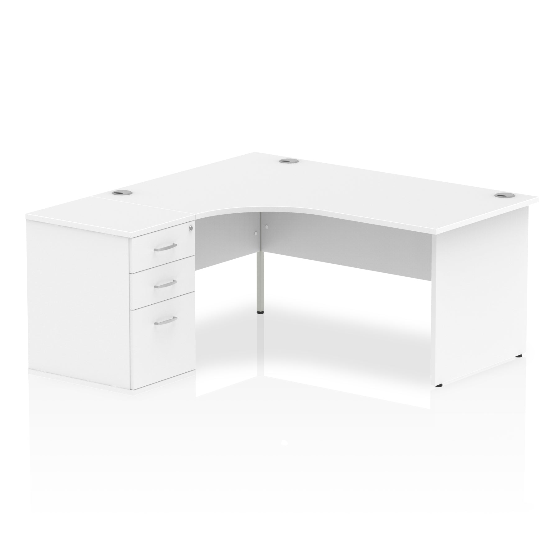 Impulse Panel End Crescent Desk Workstation - 1600/1800mm Width, MFC Material, 3 Lockable Drawers, 5-Year Guarantee, Self-Assembly