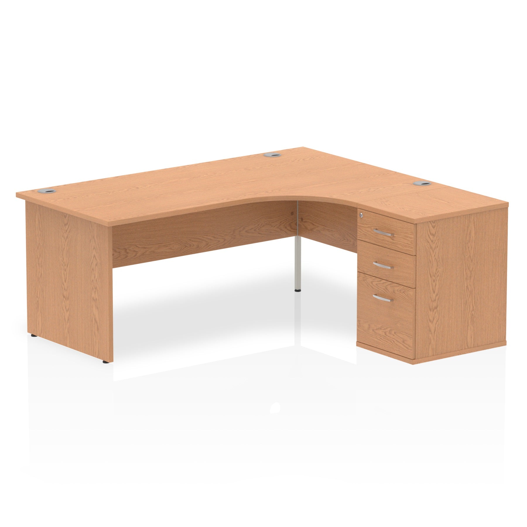 Impulse Panel End Crescent Desk Workstation - 1600/1800mm Width, MFC Material, 3 Lockable Drawers, 5-Year Guarantee, Self-Assembly