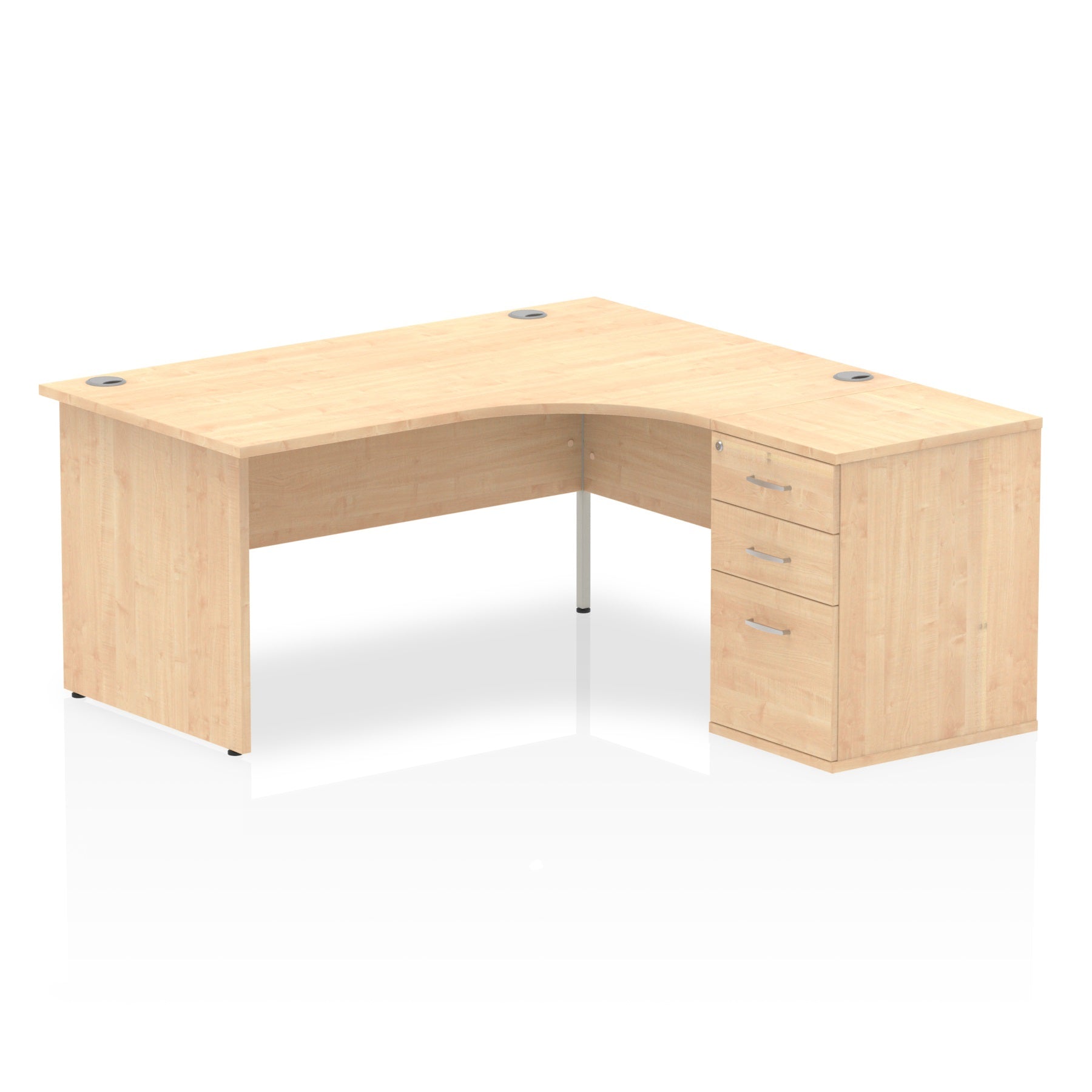 Impulse Panel End Crescent Desk Workstation - 1600/1800mm Width, MFC Material, 3 Lockable Drawers, 5-Year Guarantee, Self-Assembly