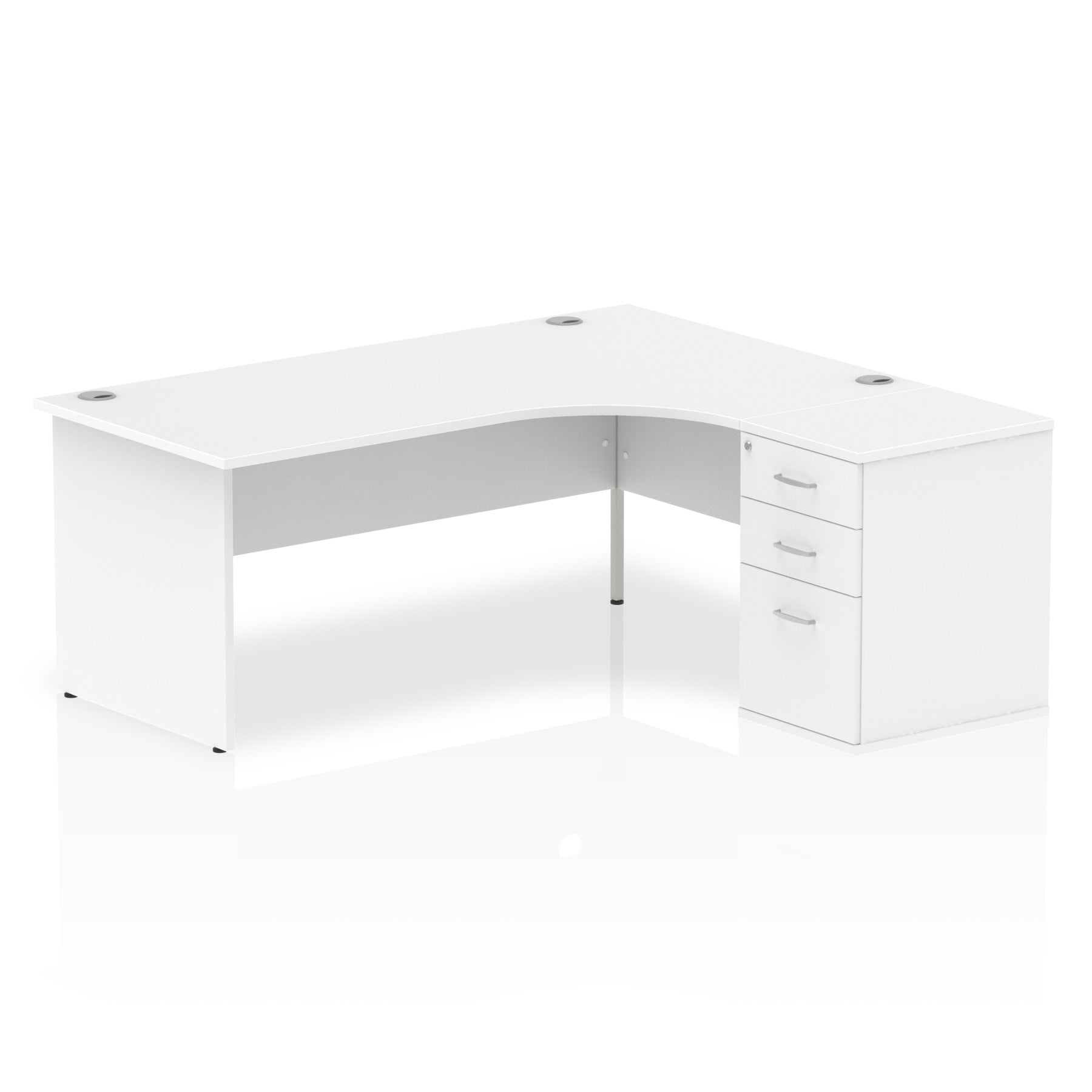 Impulse Panel End Crescent Desk Workstation - 1600/1800mm Width, MFC Material, 3 Lockable Drawers, 5-Year Guarantee, Self-Assembly