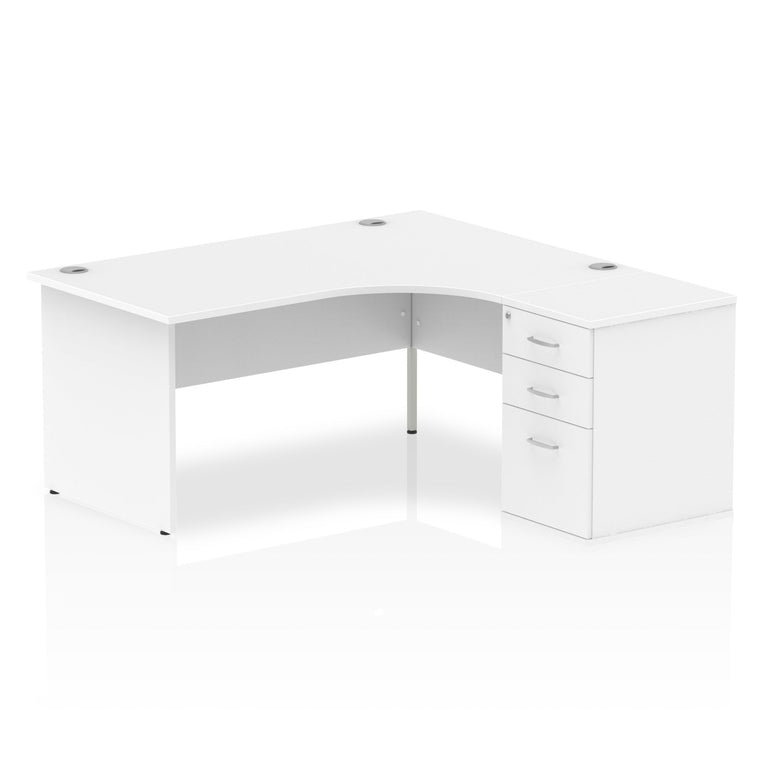 Impulse Panel End Crescent Desk Workstation - 1600/1800mm Width, MFC Material, 3 Lockable Drawers, 5-Year Guarantee, Self-Assembly