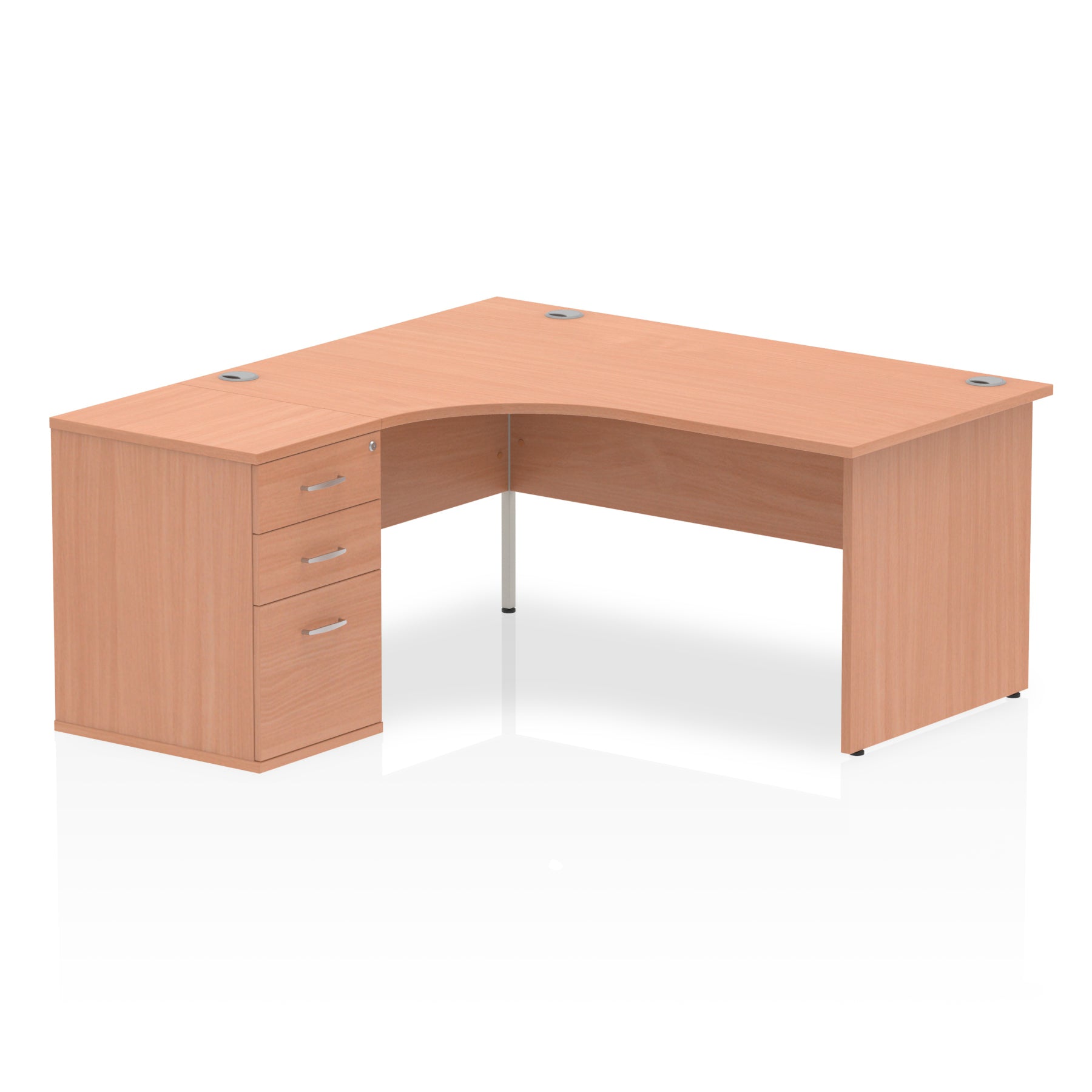 Impulse Panel End Crescent Desk Workstation - 1600/1800mm Width, MFC Material, 3 Lockable Drawers, 5-Year Guarantee, Self-Assembly