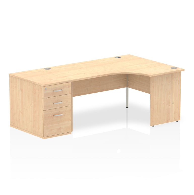 Impulse Panel End Crescent Desk Workstation - 1600/1800mm Width, MFC Material, 3 Lockable Drawers, 5-Year Guarantee, Self-Assembly