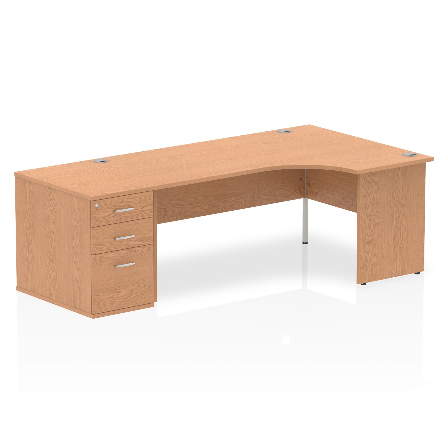 Impulse Panel End Crescent Desk Workstation - 1600/1800mm Width, MFC Material, 3 Lockable Drawers, 5-Year Guarantee, Self-Assembly